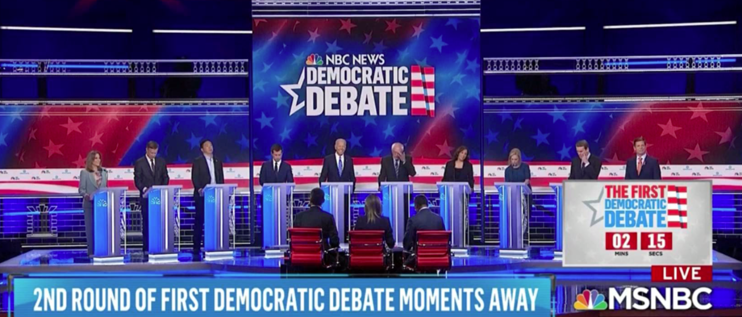 Democratic Debates on MSNBC June 27, 2019. Photo screenshot.