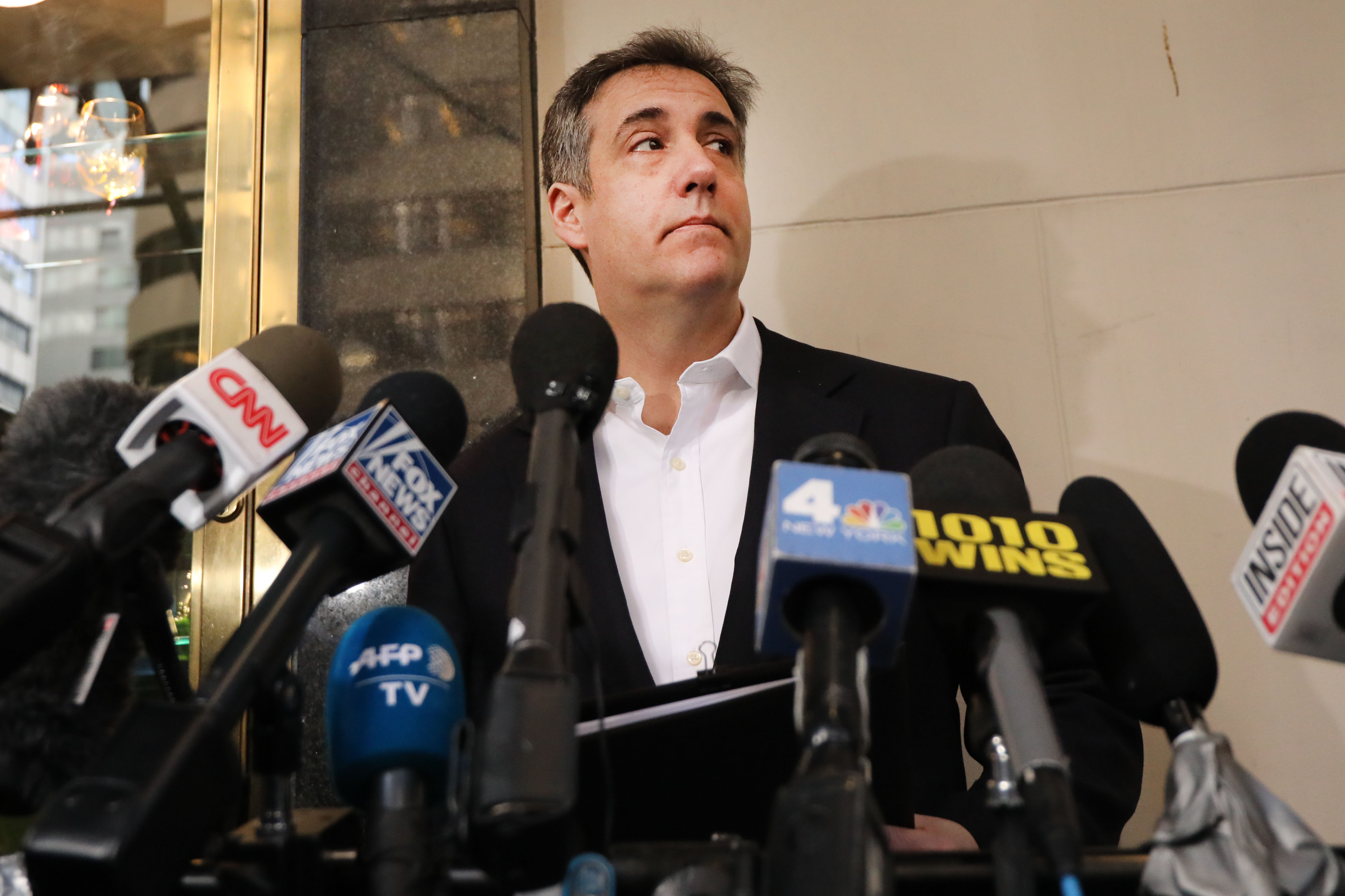 Michael Cohen, the former personal attorney to President Donald Trump, speaks to the media before departing his Manhattan apartment for prison on May 06, 2019 in New York City. (Spencer Platt/Getty Images)