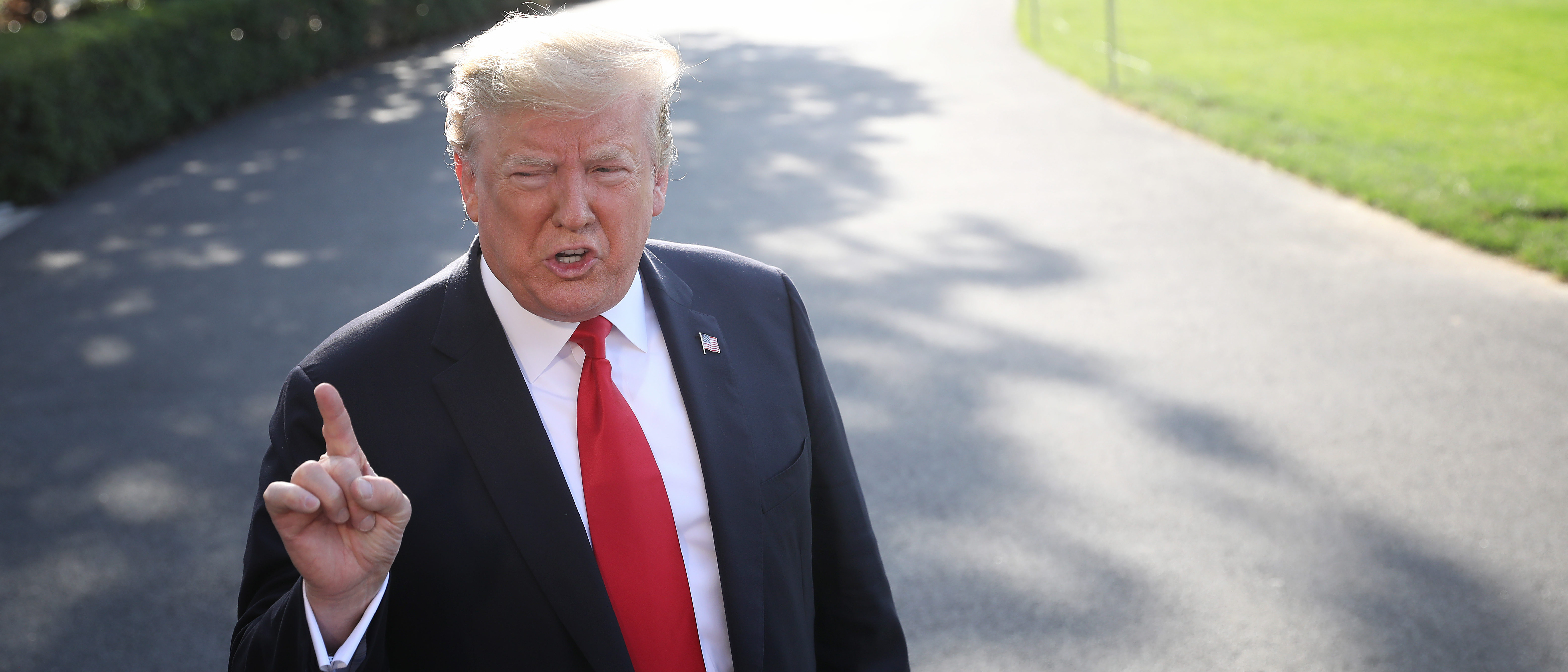 U.S. President Donald Trump answers questions on the comments of special counsel Robert Mueller while departing the White House May 30, 2019 in Washington, DC.(Win McNamee/Getty Images)
