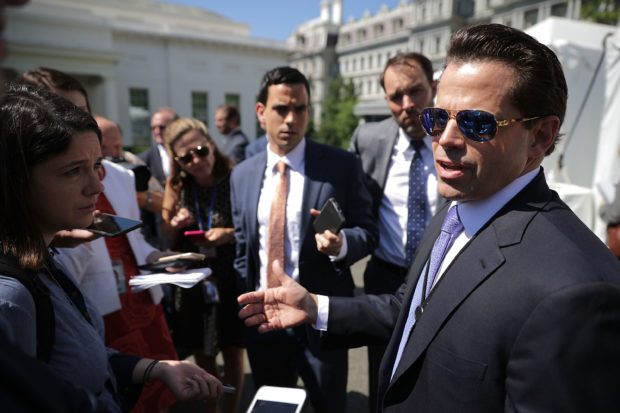 WASHINGTON, DC - JULY 25: Incoming White House Communications Director Anthony Scaramucci talks with reporters during "Regional Media Day" at the White House July 25, 2017 in Washington, DC. Conservative media outlets were invited to set up temporary studios on the north side of the West Wing to interview White House officials and members of President Donald Trump's cabinet. (Photo by Chip Somodevilla/Getty Images)