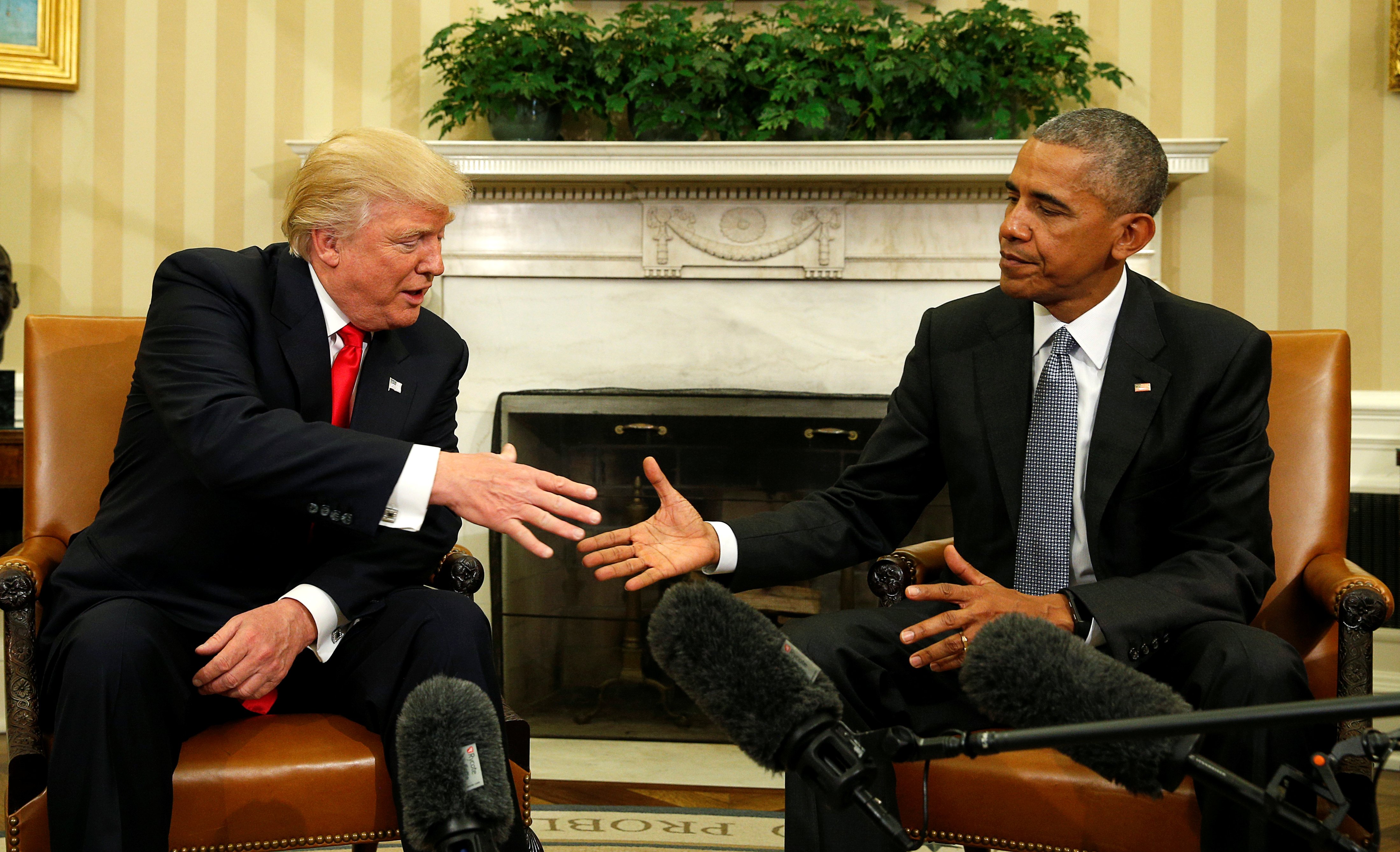 Obama meets with Trump at the White House in Washington