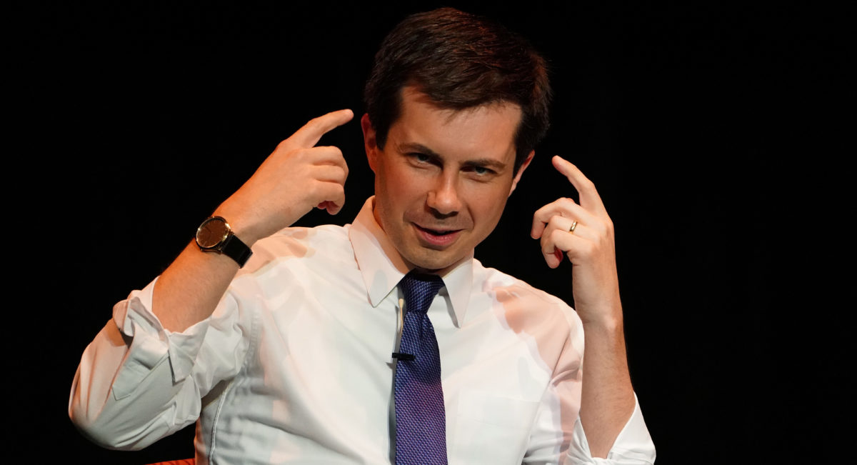 Mayor of South Bend, Indiana and Democratic Presidential hopeful Pete Buttigieg speaks during a campaign appearance at Laguardia College in the Queens borough of New York