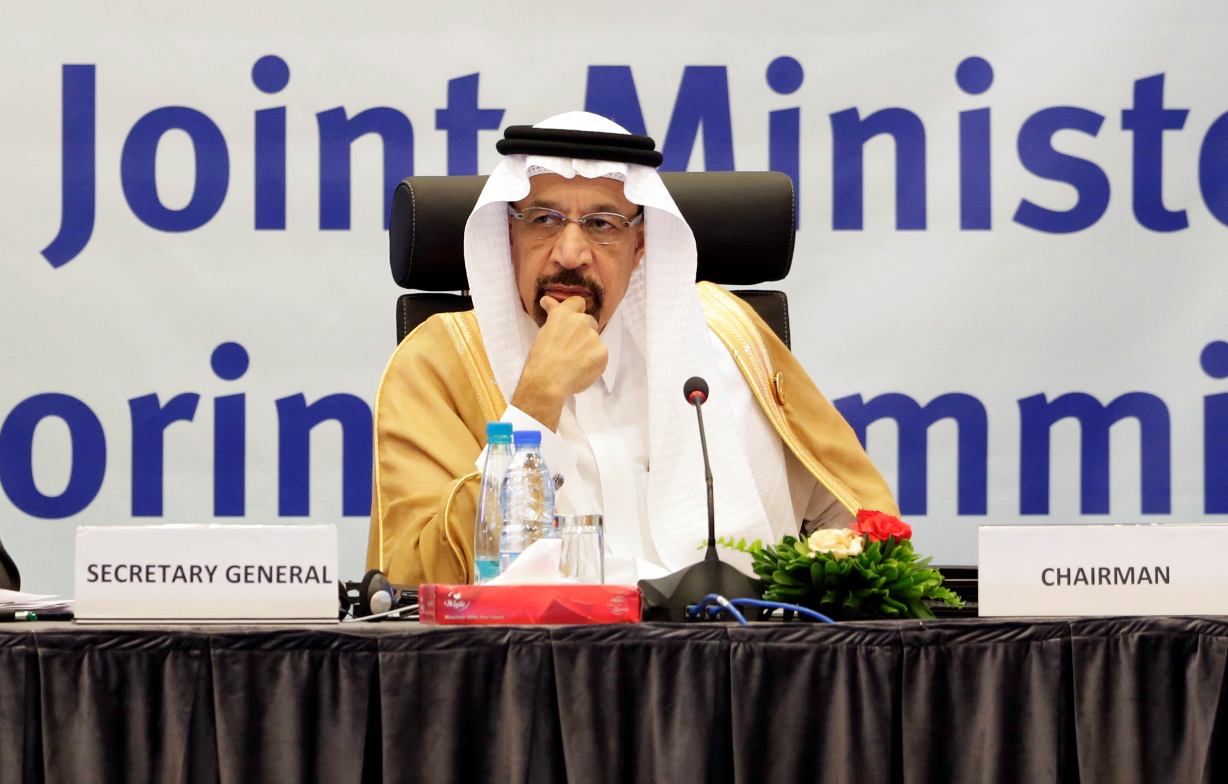 Saudi Arabian Energy Minister Khalid al-Falih during the inaugural session ceremony of the OPEC Ministerial Monitoring Committee in Algiers