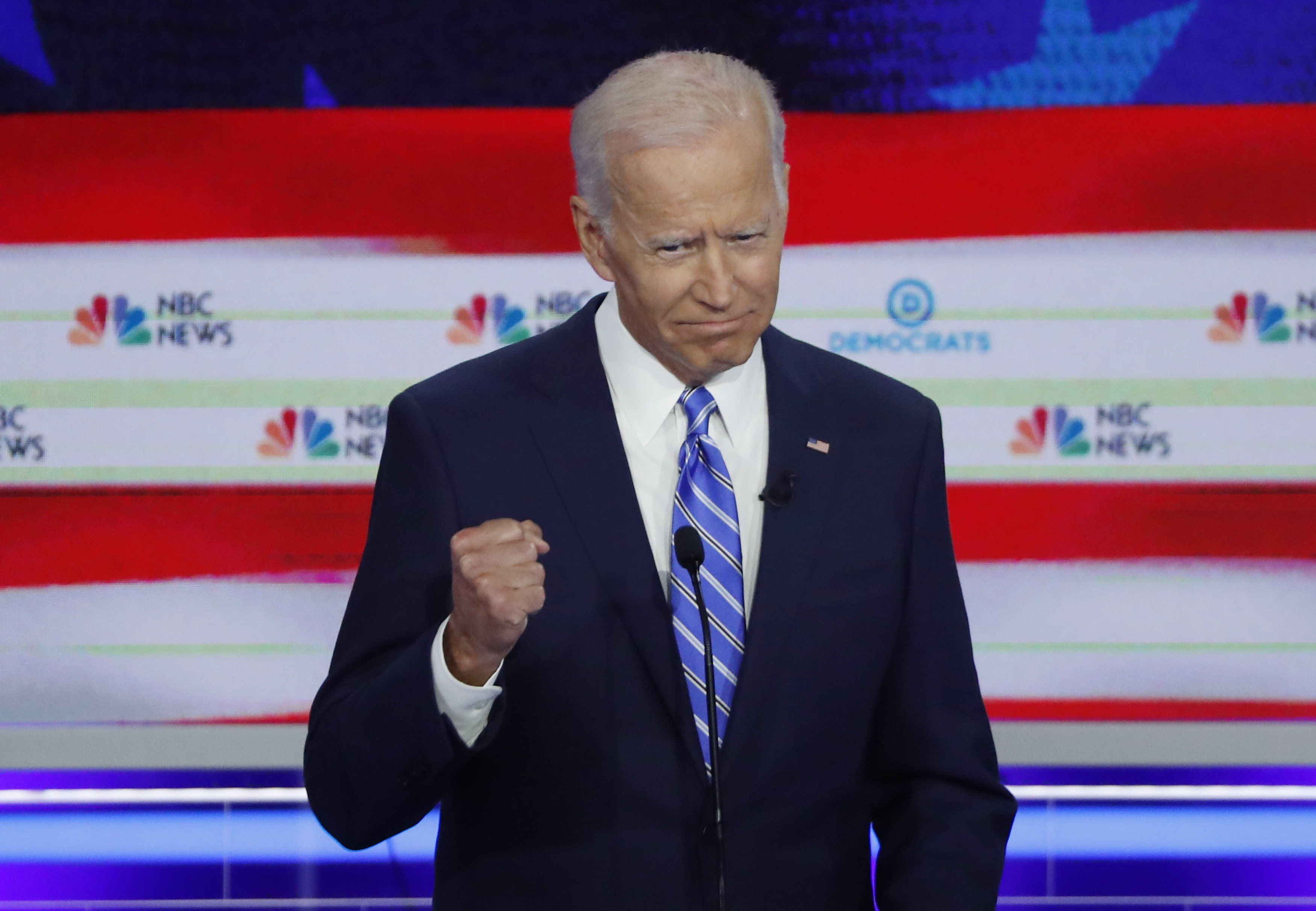 Former Vice President Joe Biden gestures during the second night of the first Democratic presidential candidates debate in Miami, Florida, U.S., June 27, 2019. REUTERS/Mike Segar