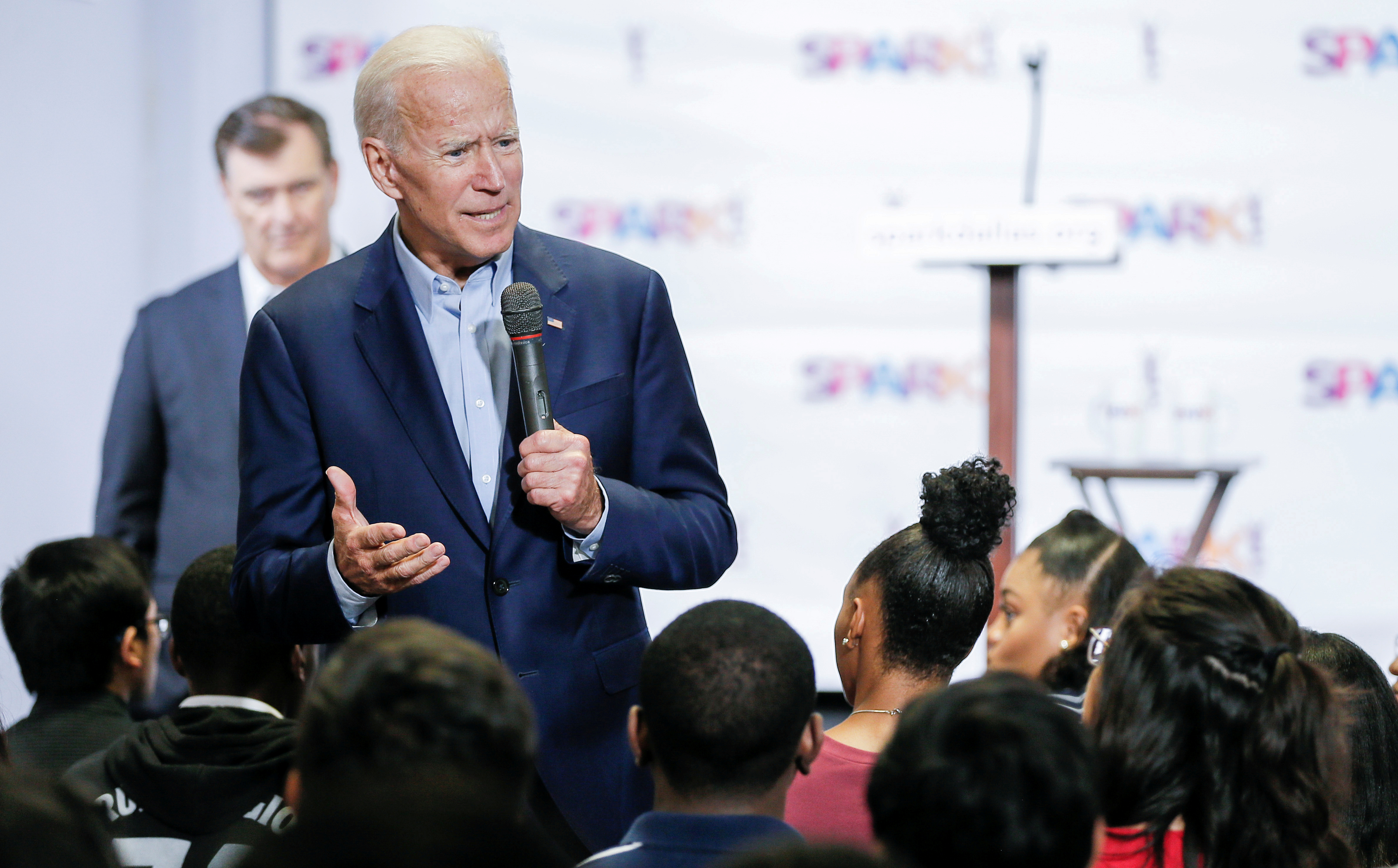 Democratic 2020 U.S. Presidential candidate Joe Biden campaigns at the SPARK! educational center in Dallas