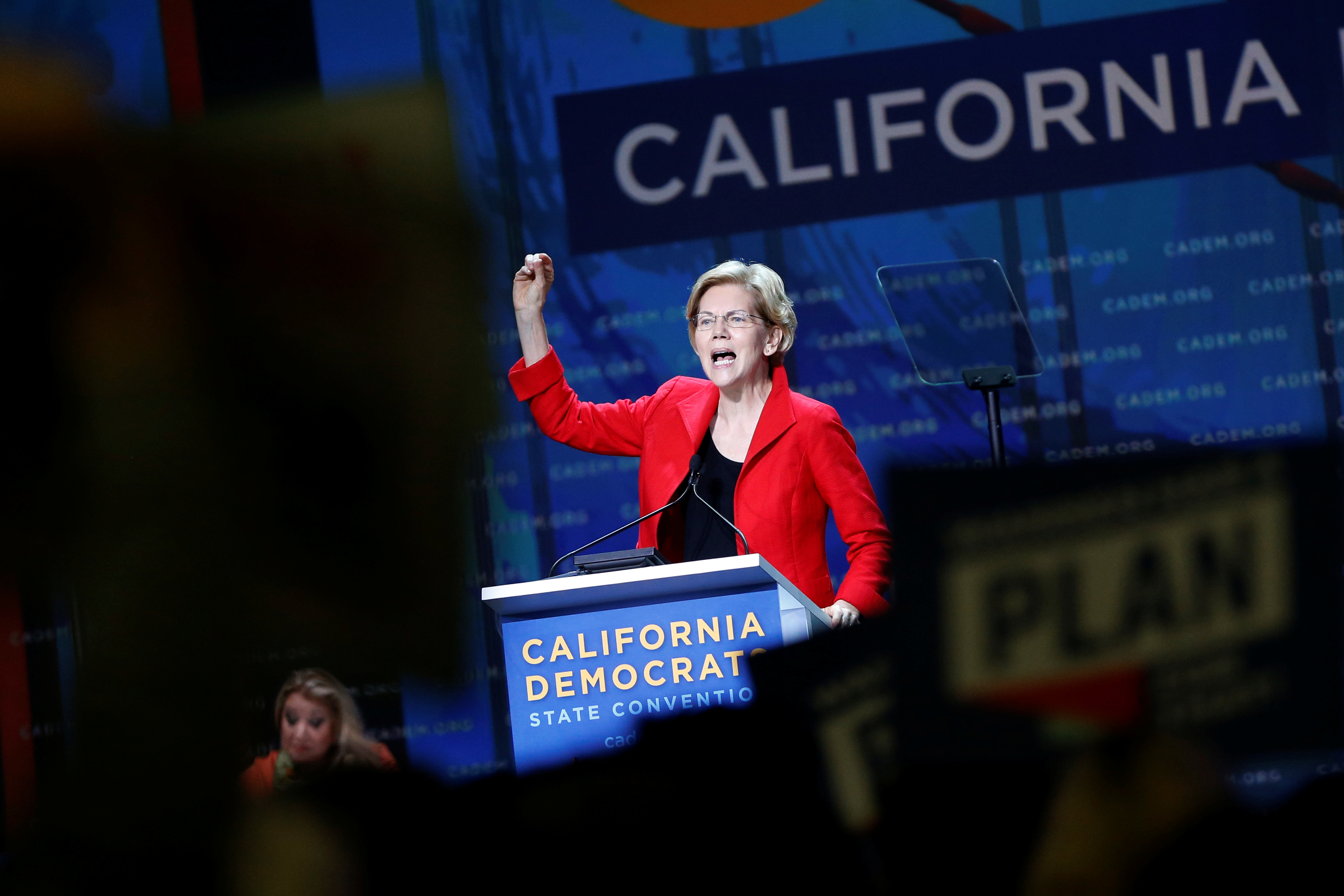 Democratic presidential candidate and U.S. Senator Elizabeth Warren (D-MA) speaks during the California Democratic Convention in San Francisco