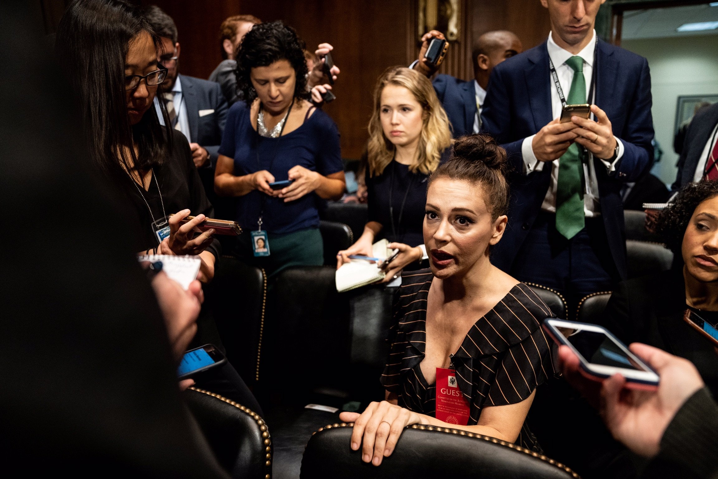 Actress Alyssa Milano is seen ahead of a Senate Judiciary Committee hearing of Dr. Christine Blasey Ford at the Capitol Hill in Washington, U.S., September 27, 2018. Erin Schaff/Pool via REUTERS 