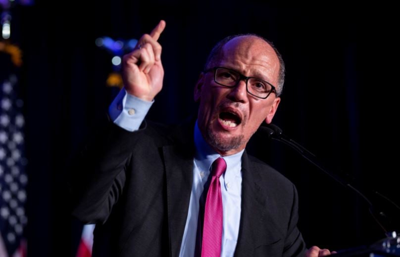 Democratic National Commitee (DNC) Chairman Tom Perez reacts to the results of the U.S. midterm elections at a Democratic election night rally in Washington, U.S. November 6, 2018. REUTERS/Al Drago