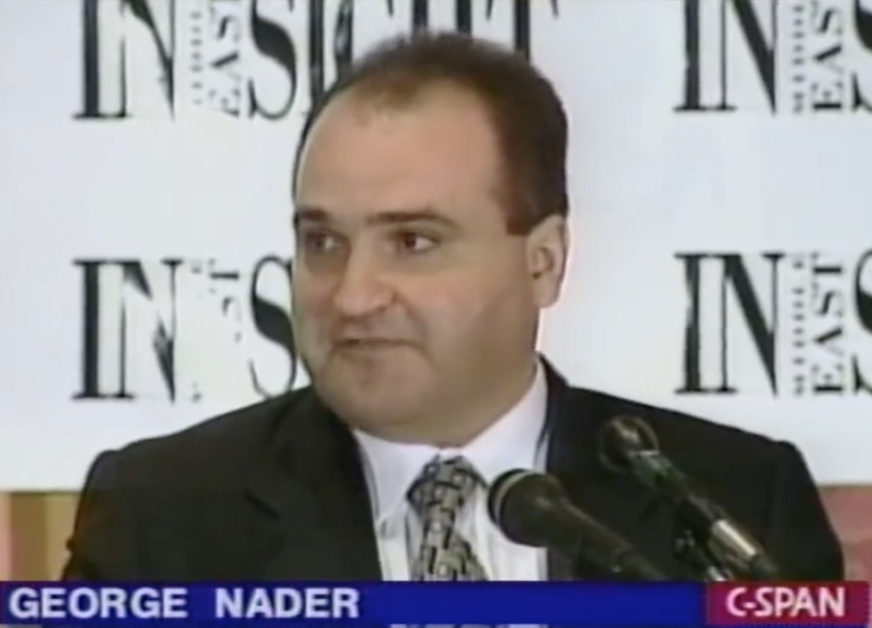 George Nader speaks at Middle East Insight event, June 17, 1998. (Screenshot via C-SPAN)