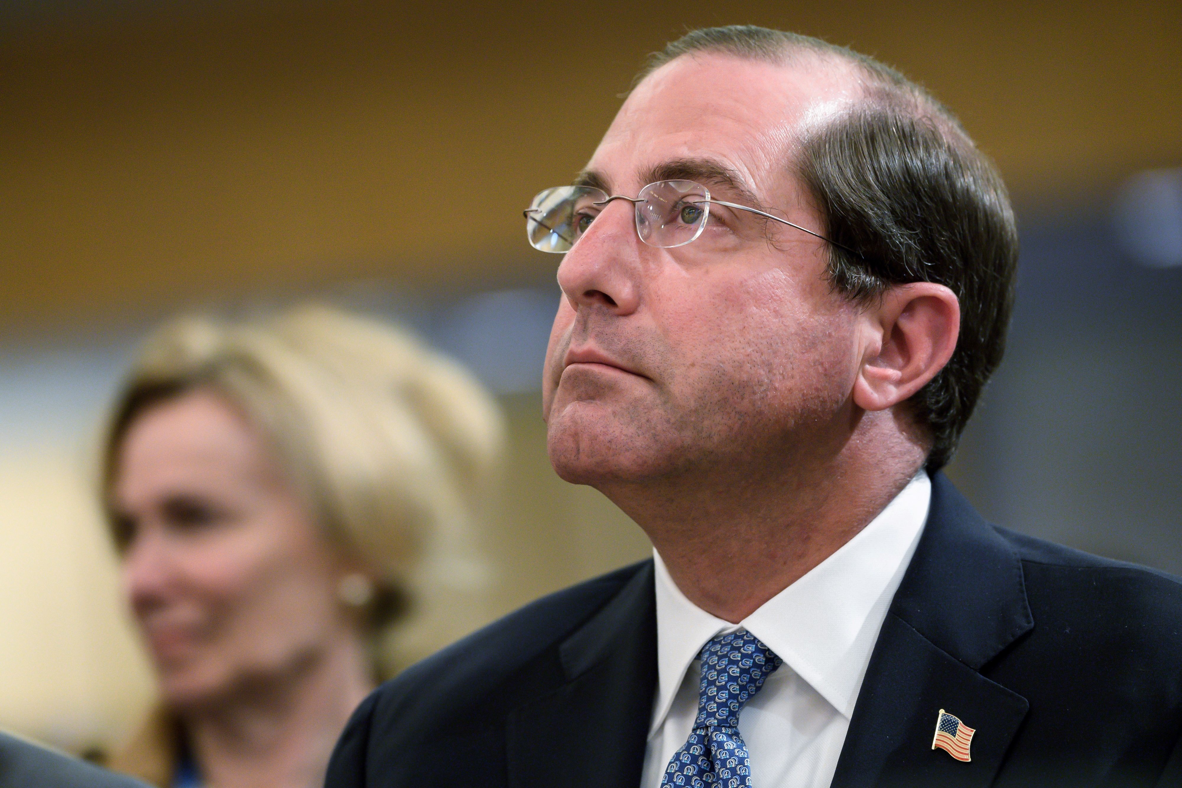 US Secretary of Health Alex Azar attends the opening day of the World health assembly on May 20, 2019 at the United Nations Offices in Geneva. (FABRICE COFFRINI/AFP/Getty Images)