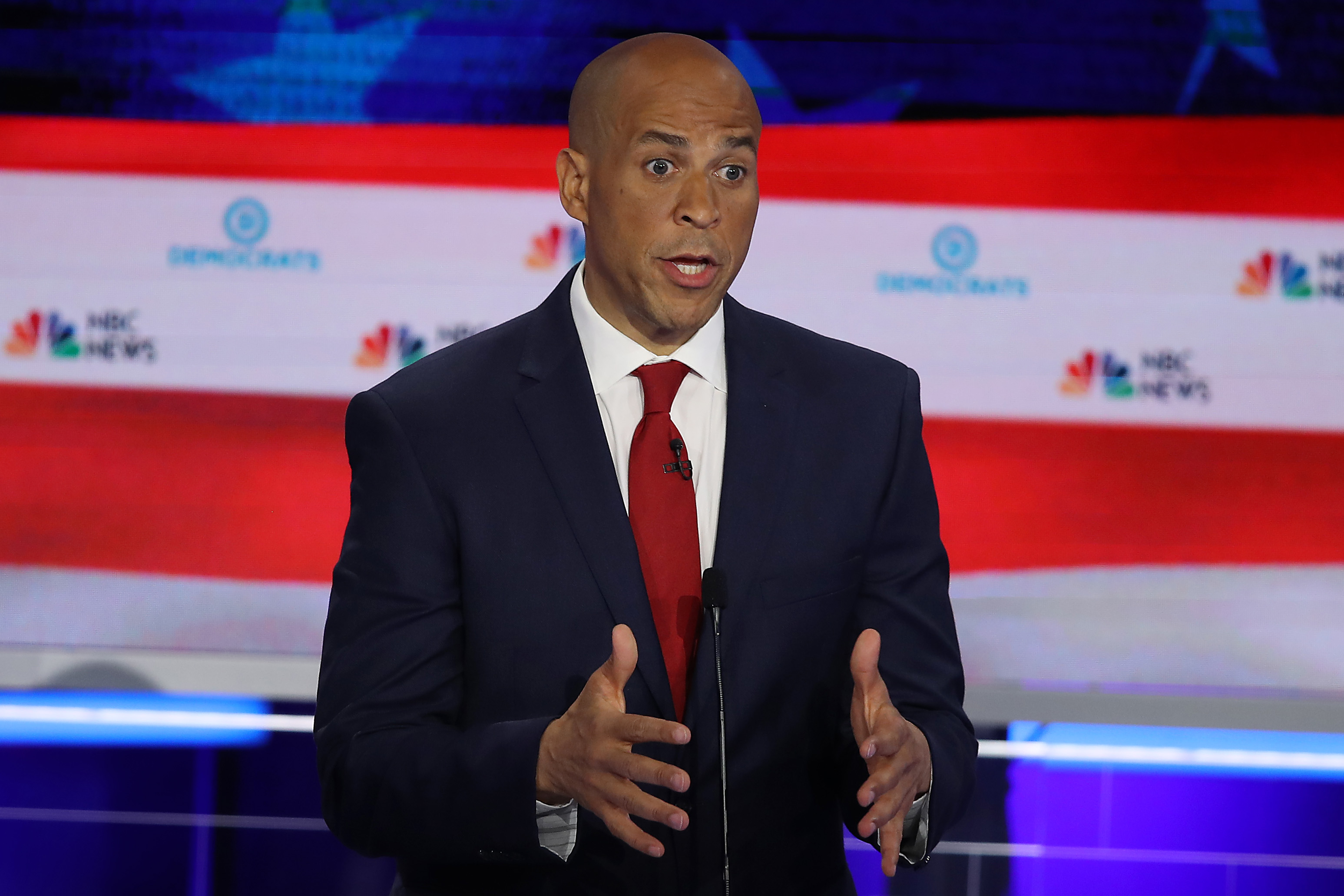 Booker Speaks During Democratic Presidential Debate (Photo by Joe Raedle/Getty Images)