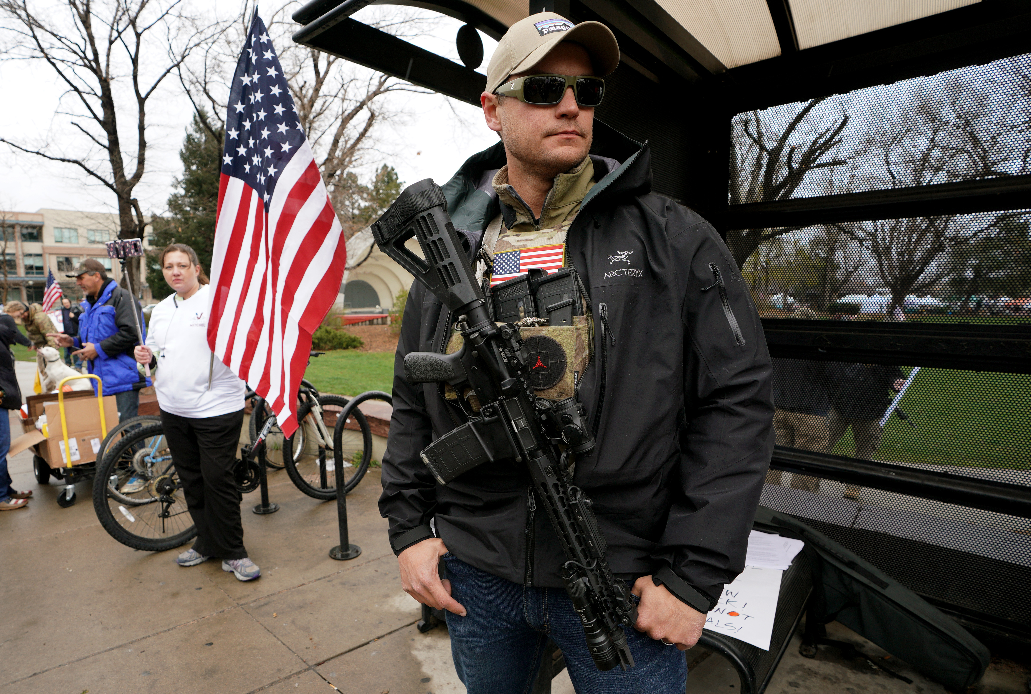 BOULDER, CO - APRIL 21: Marty Combs openly carries his AR-15 pistol at a pro gun rally on April 21, 2018 in Boulder, Colorado. The city of Boulder is considering enacting an ordinance that will ban the sale and possession of assault weapons in the city. (Photo by Rick T. Wilking/Getty Images)