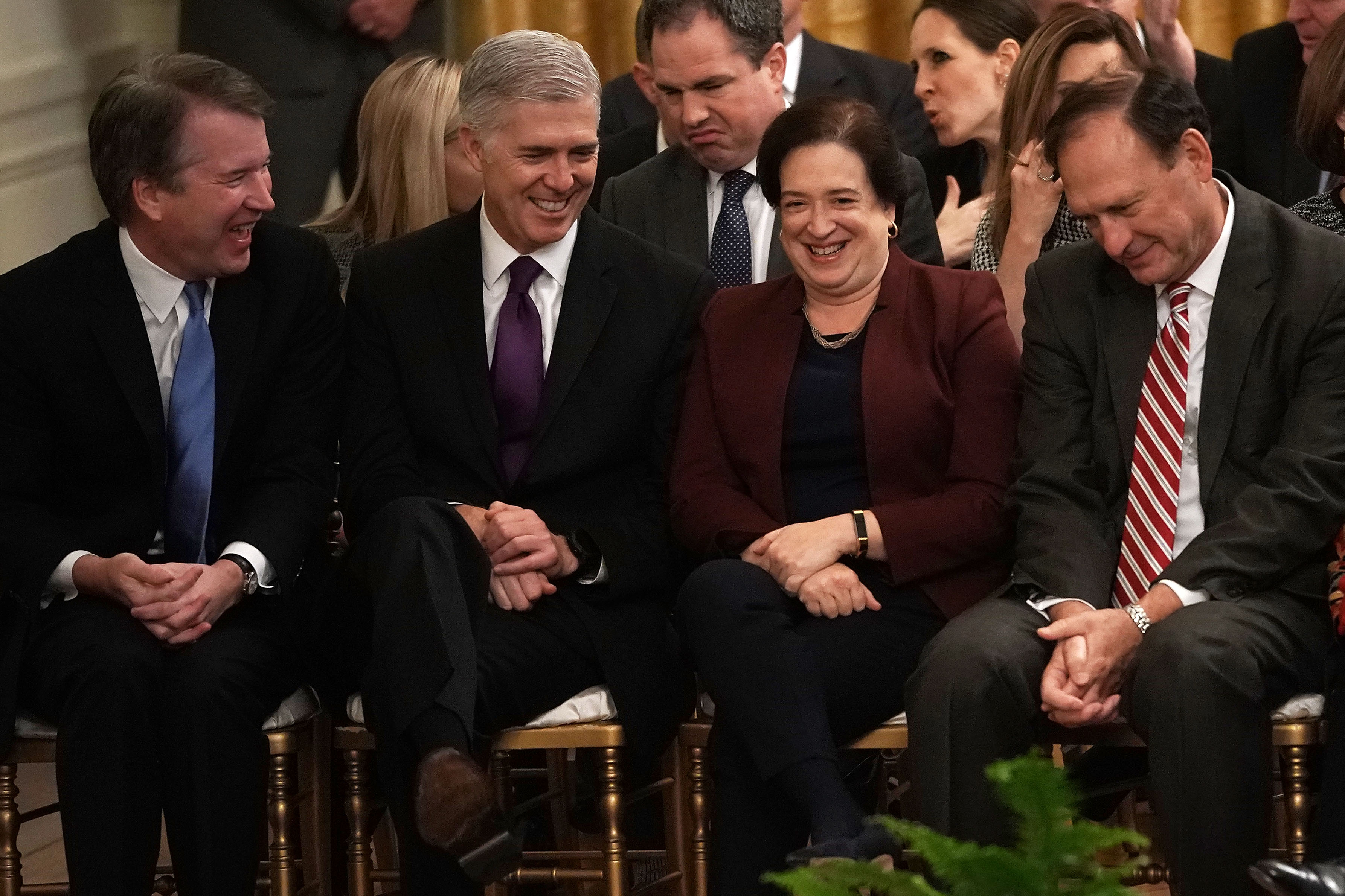 (L-R) Justice Brett Kavanaugh, Neil Gorsuch, Elena Kagan, and Samuel Alito attend a presidential Medal of Freedom ceremony at the White House on November 16, 2018. (Alex Wong/Getty Images)