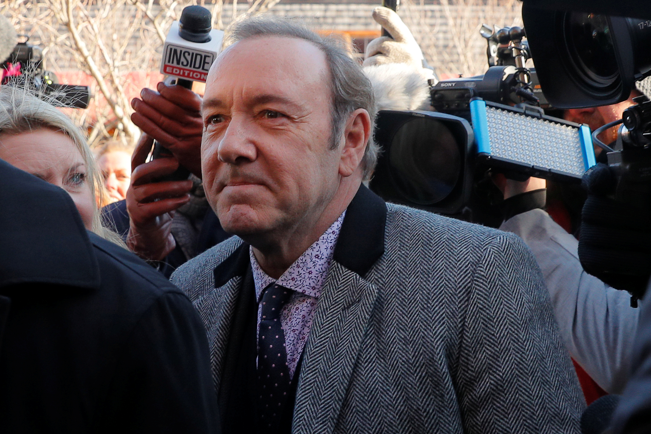 Actor Kevin Spacey arrives to face a sexual assault charge at Nantucket District Court in Nantucket, Massachusetts, U.S., January 7, 2019. REUTERS/Brian Snyder - 