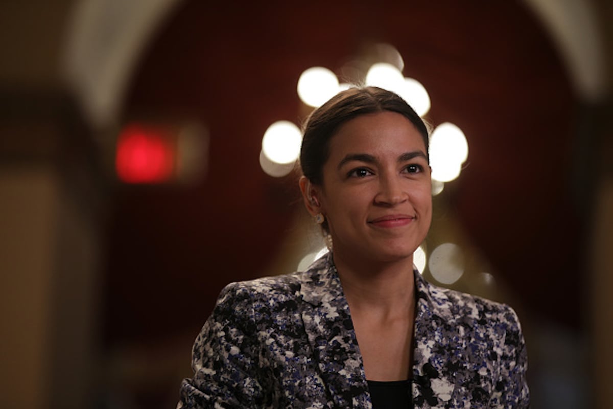 WASHINGTON, DC - JUNE 27: U.S. Rep. Alexandria Ocasio-Cortez (D-NY) is interviewed for TV June 27, 2019 at the U.S. Capitol in Washington, DC. Speaker Rep. Nancy Pelosi (D-CA) has backed down and will bring the Senate version of a $4.5 billion bill on combating the humanitarian crisis at the southern border to the House floor for a vote. (Photo by Alex Wong/Getty Images)