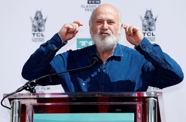 Actor Rob Reiner speaks before Billy Crystal places his hands and footprints in cement at the TCL Chinese Theatre in Hollywood, California, U.S. April 12, 2019. REUTERS/Mario Anzuoni 
