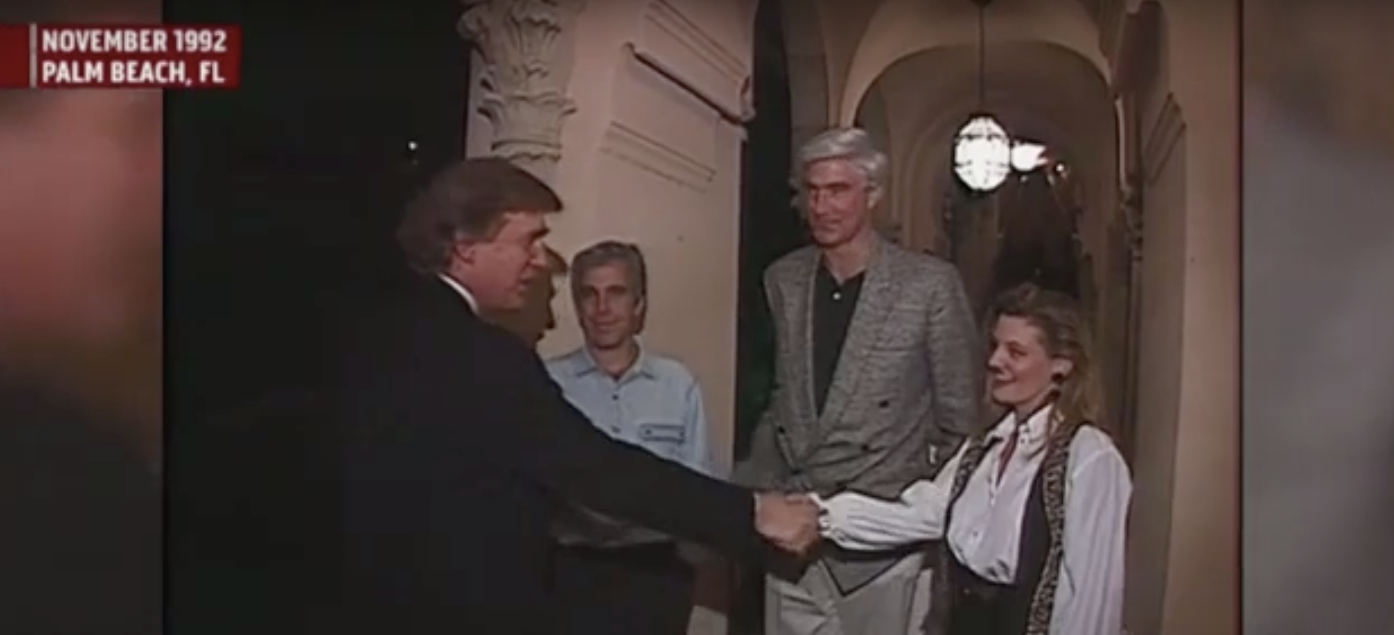 Democrat Tom McMillen is seen arriving with Jeffrey Epstein and a woman to Trump's Mar-a-Lago in 1992. (Screenshot Youtube/MSNBC)