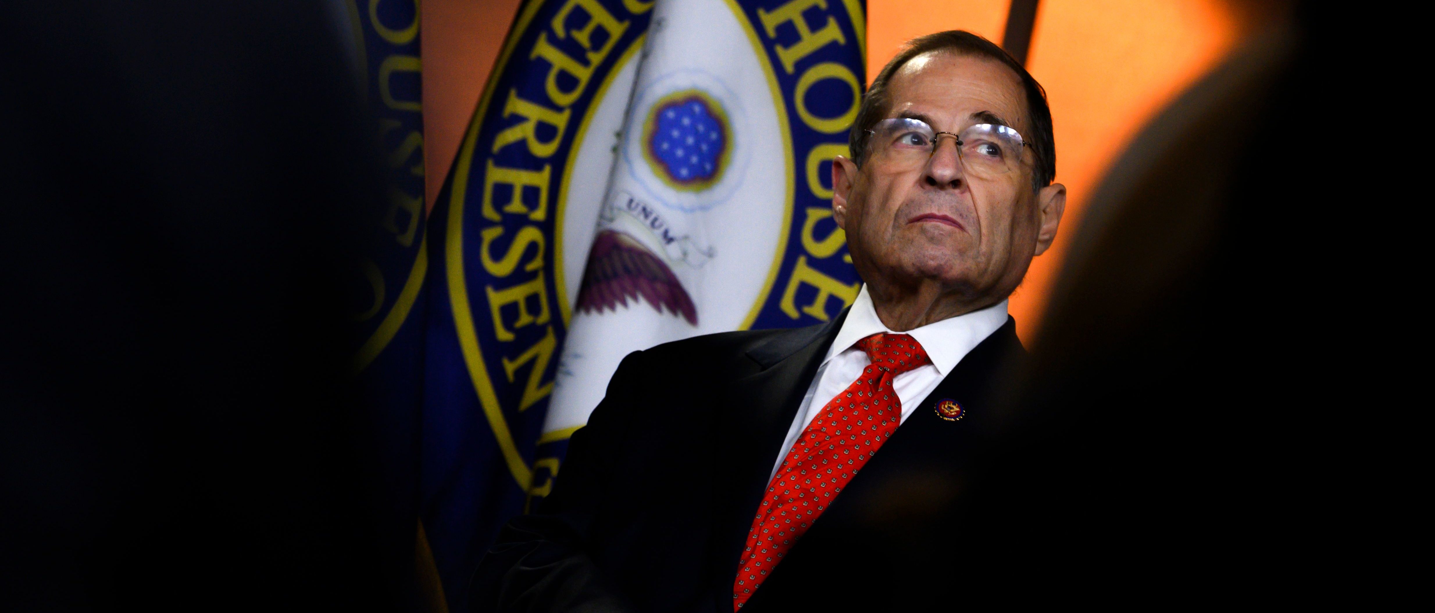 House Judiciary Committee US Representative Jerry Nadler looks on during a press conference following the former Special Counsel's testimony before the House Select Committee on Intelligence in Washington, DC, on July 24, 2019. (Photo by ANDREW CABALLERO-REYNOLDS / AFP) (Photo credit should read ANDREW CABALLERO-REYNOLDS/AFP/Getty Images)