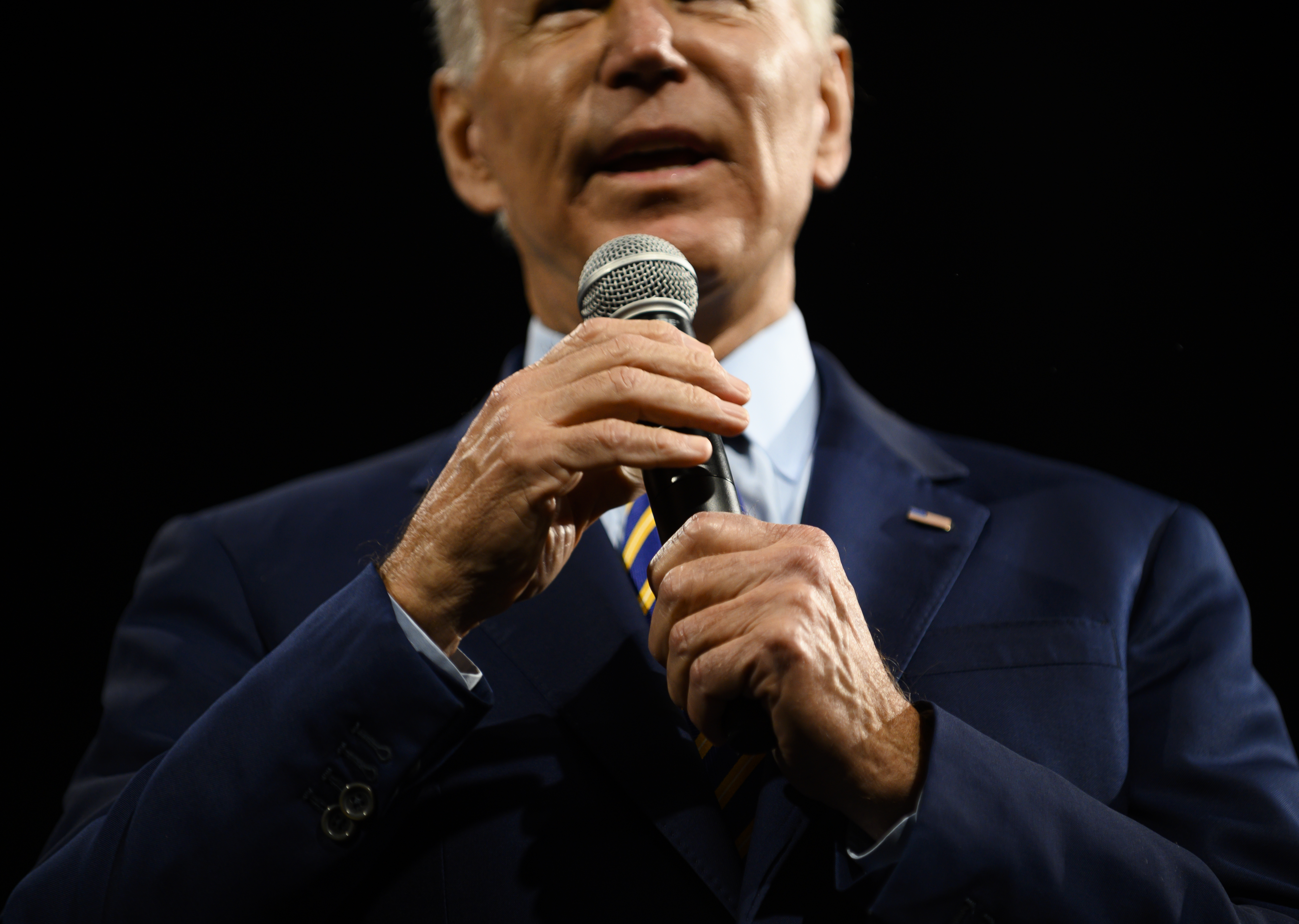 DES MOINES, IA - AUGUST 10: Democratic presidential candidate and former Vice President Joe Biden speaks on stage during a forum on gun safety at the Iowa Events Center on August 10, 2019 in Des Moines, Iowa. The event was hosted by Everytown for Gun Safety. (Photo by Stephen Maturen/Getty Images)
