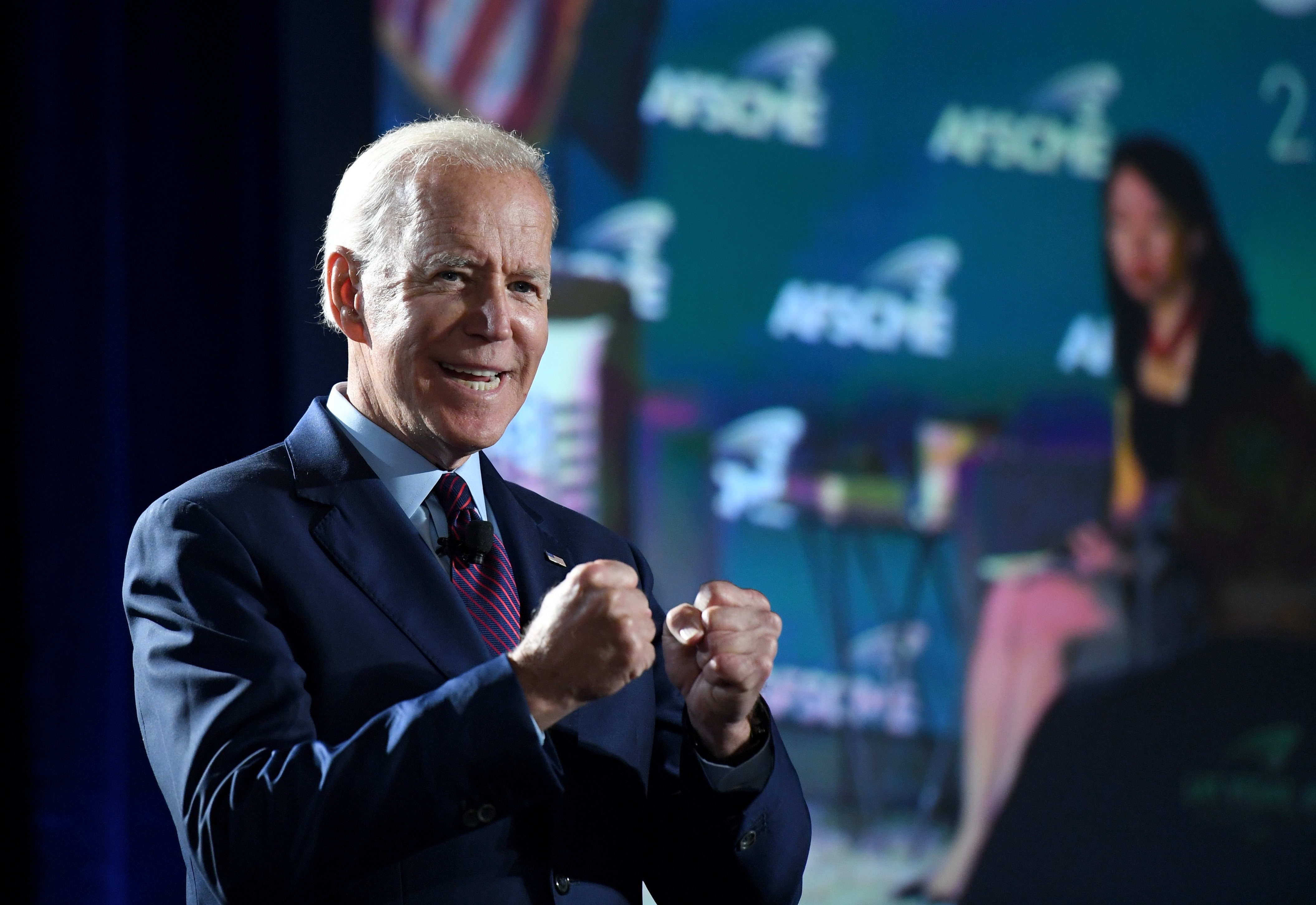 LAS VEGAS, NEVADA - AUGUST 03: Democratic presidential candidate and former U.S. Vice President Joe Biden speaks during the 2020 Public Service Forum hosted by the American Federation of State, County and Municipal Employees (AFSCME) at UNLV on August 3, 2019 in Las Vegas, Nevada. Nineteen of the 24 candidates running for the Democratic party's 2020 presidential nomination are addressing union members in a state with one of the largest organized labor populations in the United States. (Photo by Ethan Miller/Getty Images)