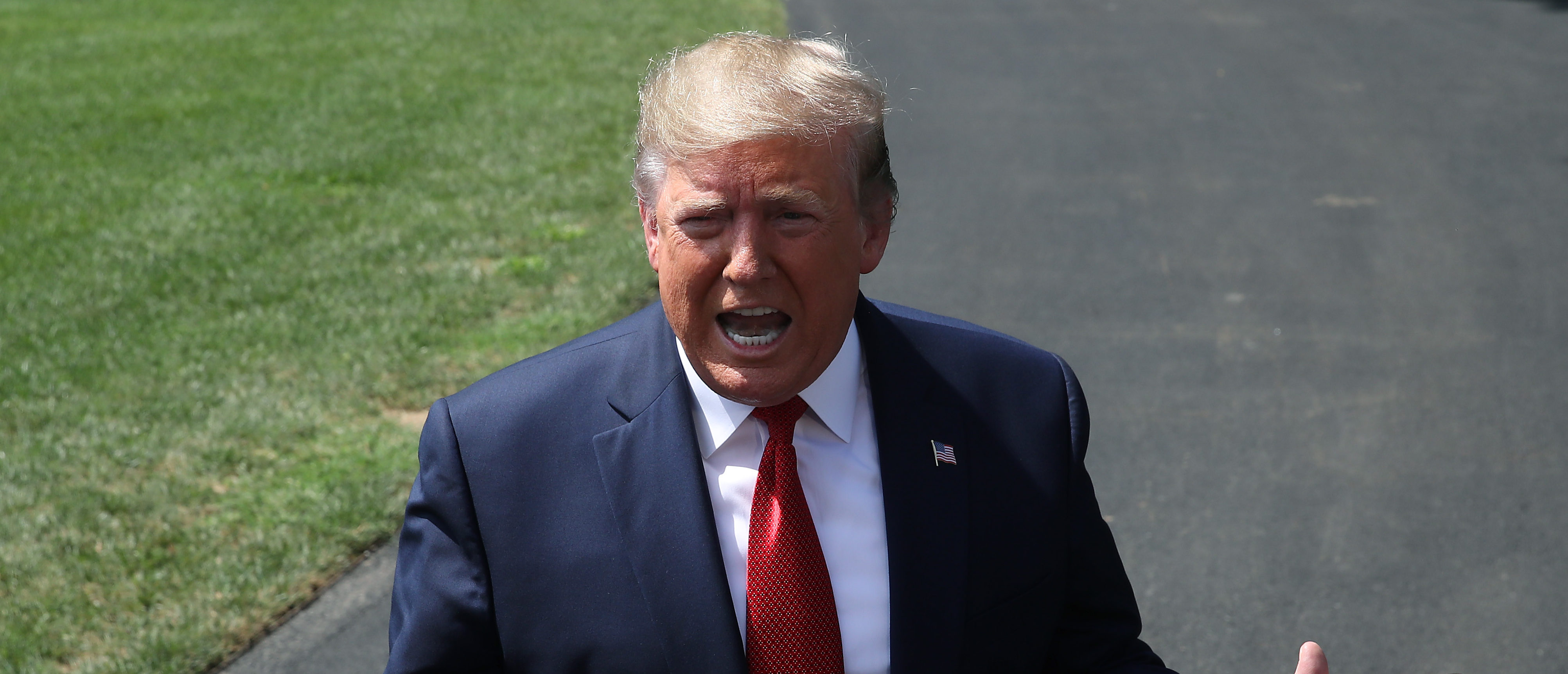 U.S. President Donald Trump speaks to the media before departing from the White House on Aug. 21, 2019 in Washington, D.C. (Mark Wilson/Getty Images)