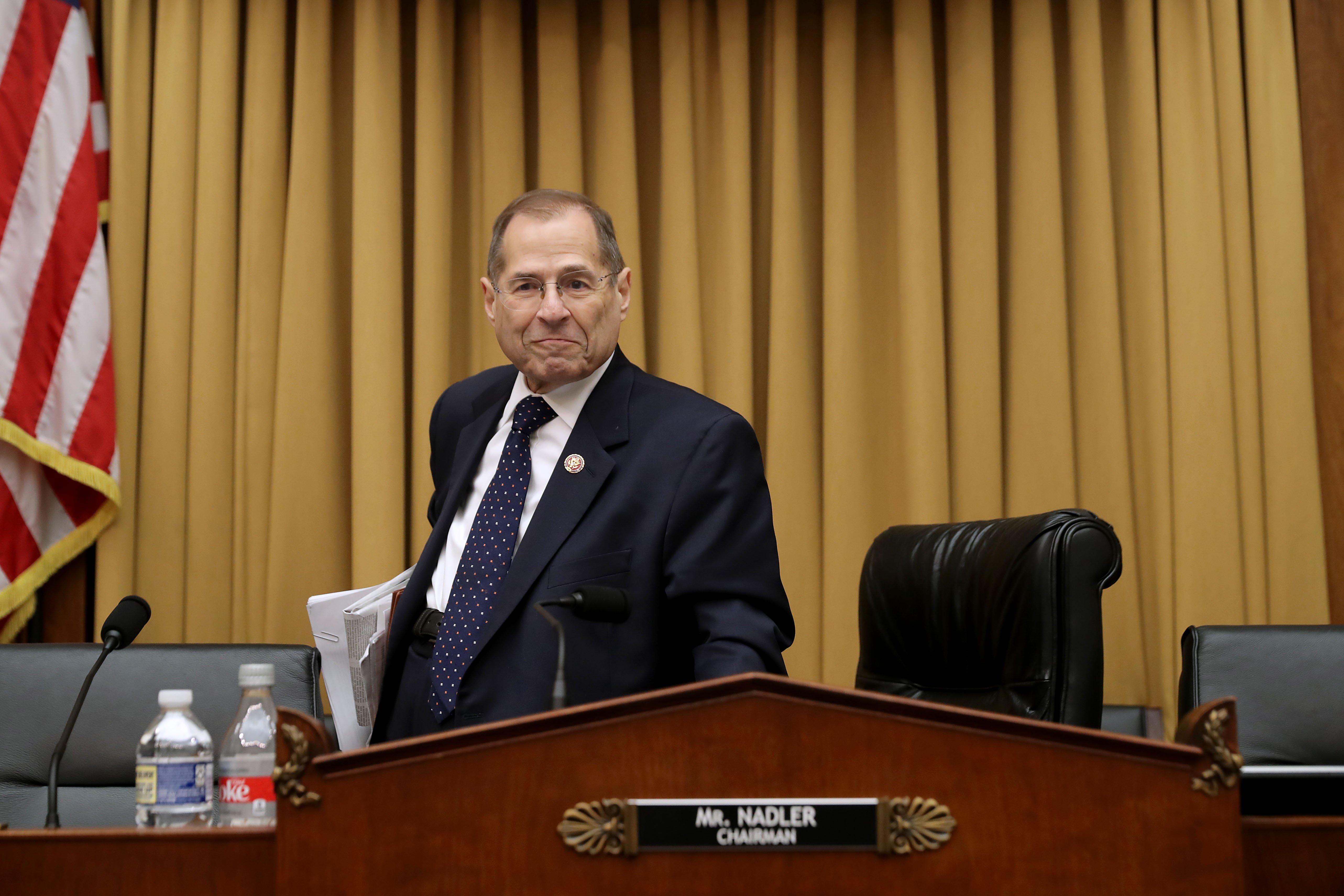 House Judiciary Committee chairman Jerry Nadler (D-NY) leaves after the committee voted to hold Attorney General William Barr in contempt of Congress for not providing an un-redacted copy of special prosecutor Robert Mueller's report. (Chip Somodevilla/Getty Images)