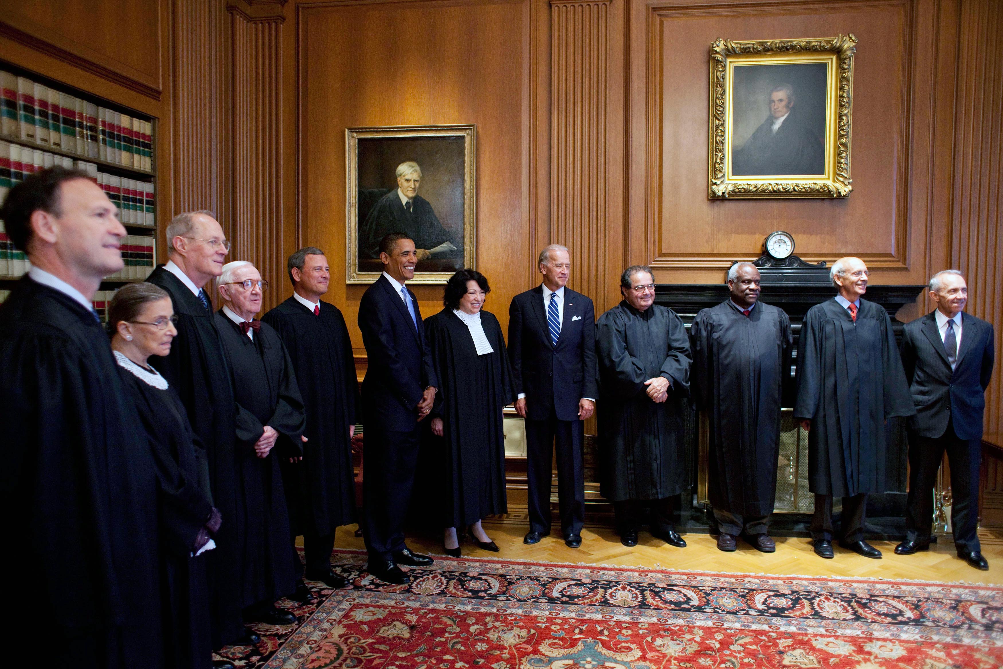 Former President Barack Obama and former Vice President Joe Biden meet with members of the Supreme Court on September 8, 2009. (Pete Souza/White House via Getty Images)