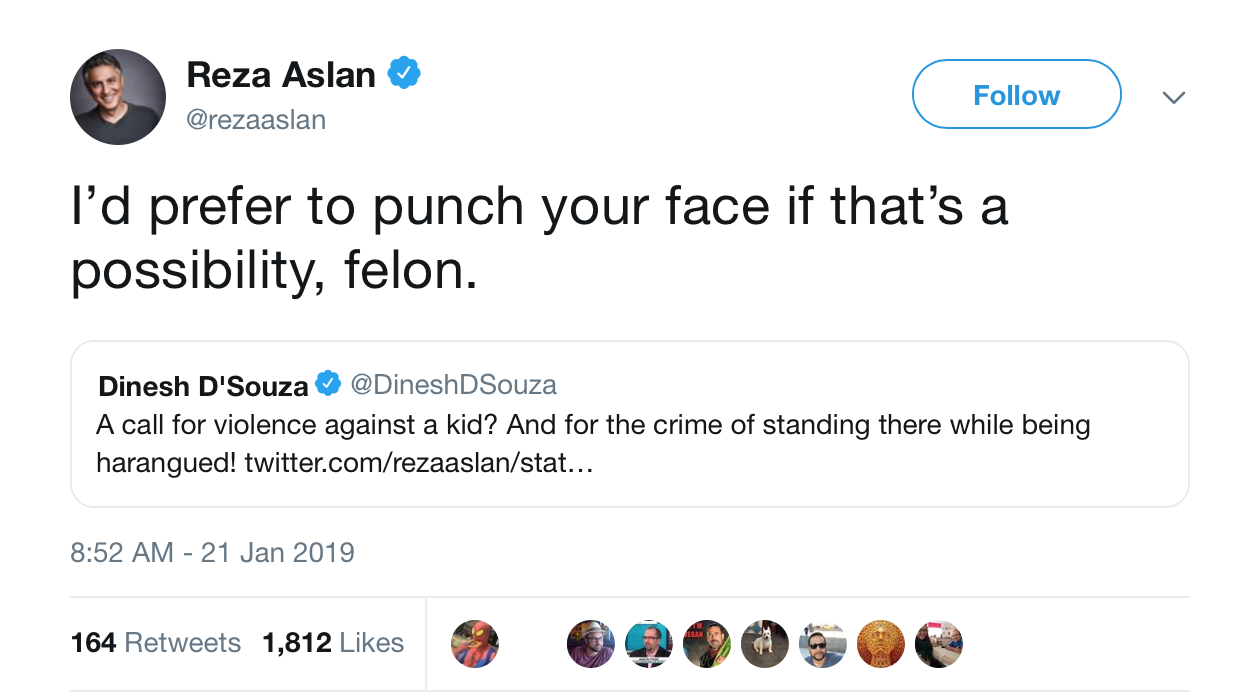 Reza Aslan, who is known for his calls to violence, once threatened to assault Dinesh D'Souza. (Twitter/Reza Aslan)