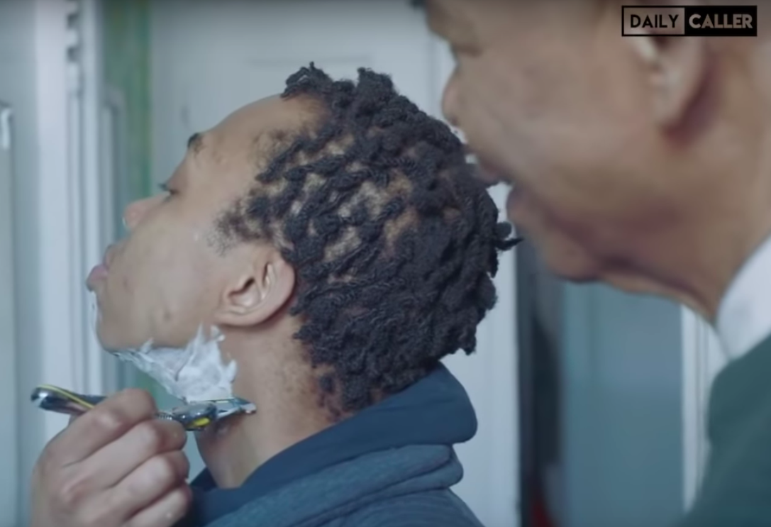 Gillette's ad features a father helping a transgender teen to shave for the first time. (Gillette/Daily Caller/Youtube)