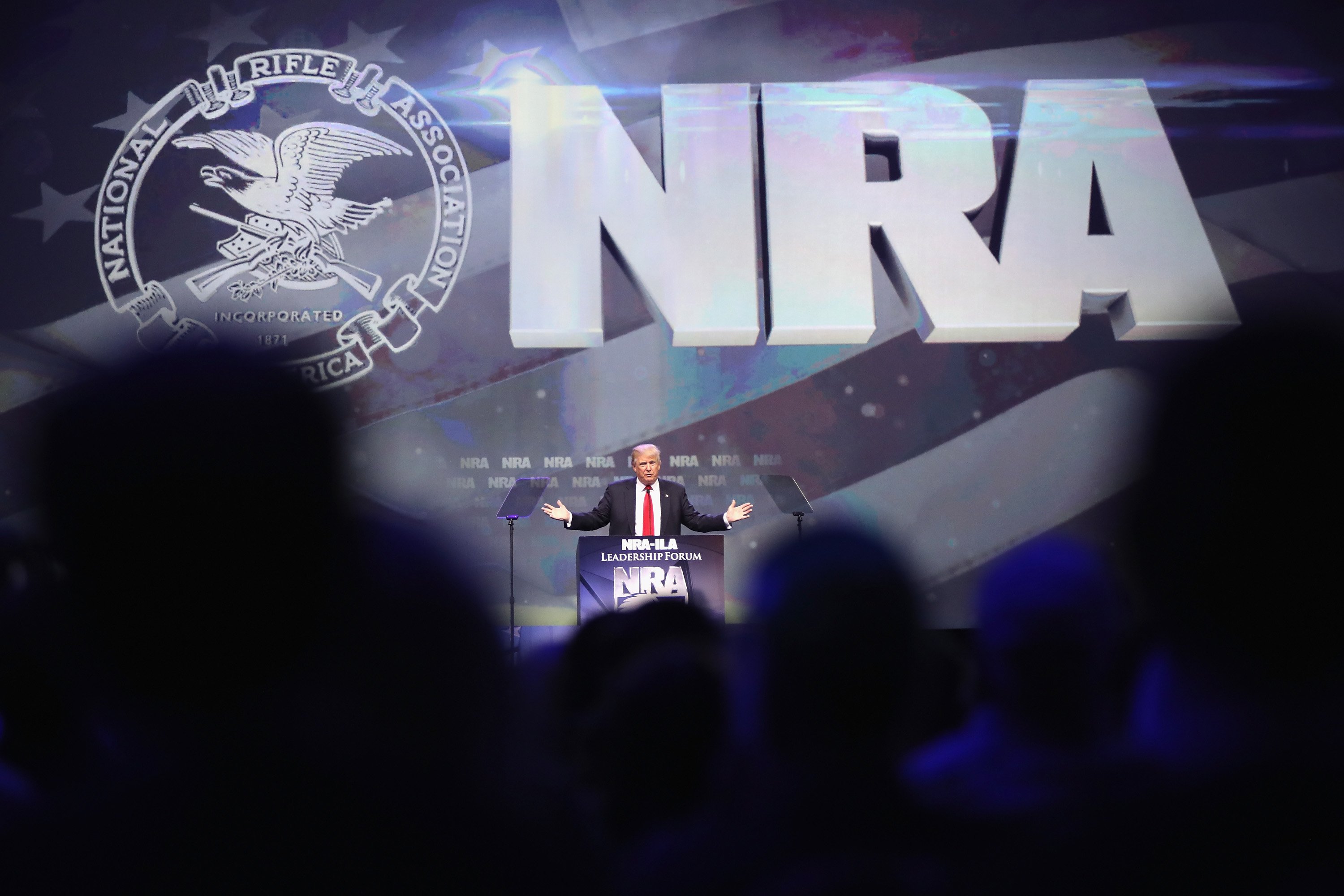 The NRA endorsed Trump at the convention May 20, 2016. (Photo by Scott Olson/Getty Images)