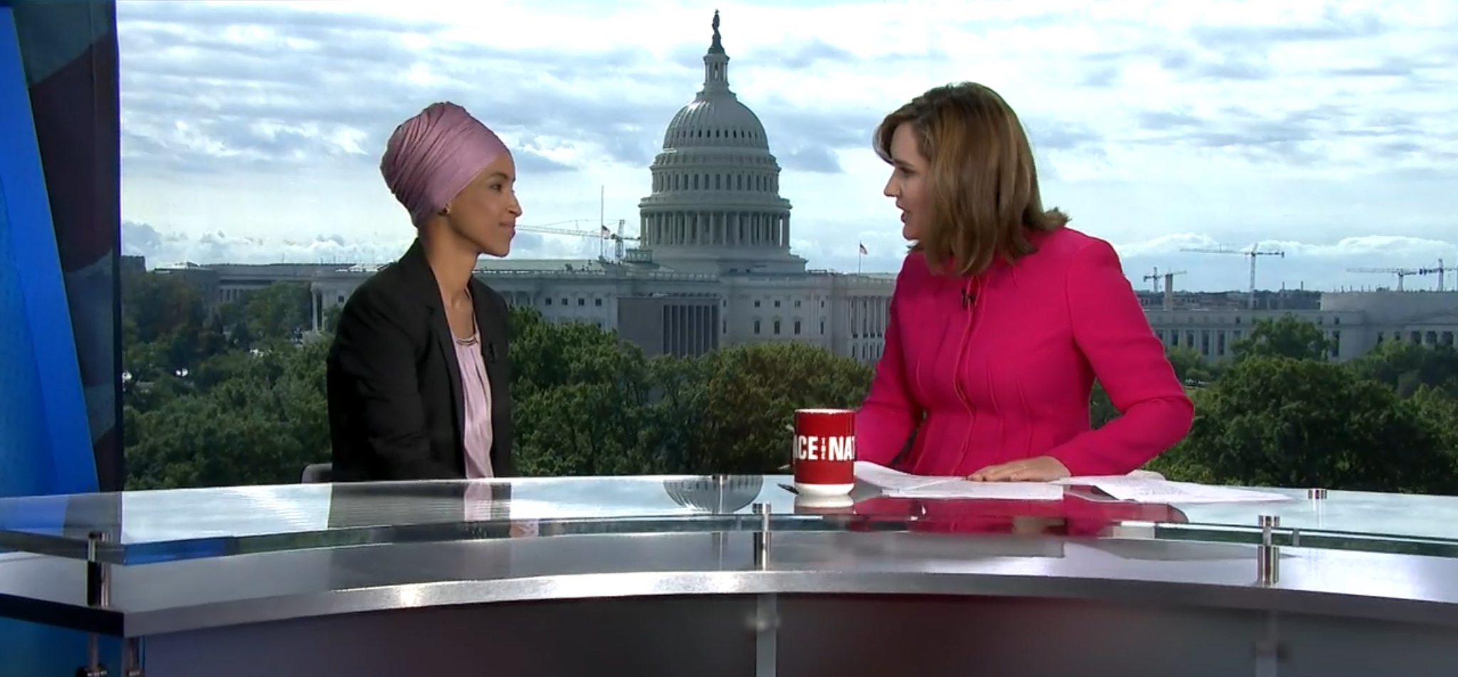 Rep. Ilhan Omar makes her first appearance on CBS News’ ‘Face the Nation,’ Sept. 15, 2019. CBS News screenshot