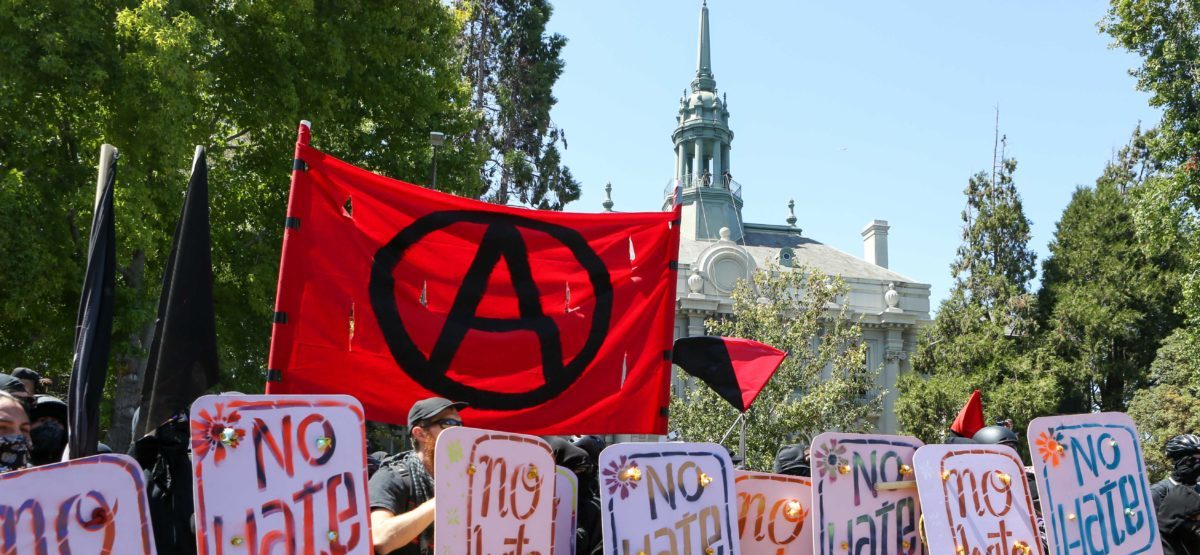 Antifa members in Berkeley, California. AFP/Getty/Amy Osborne.