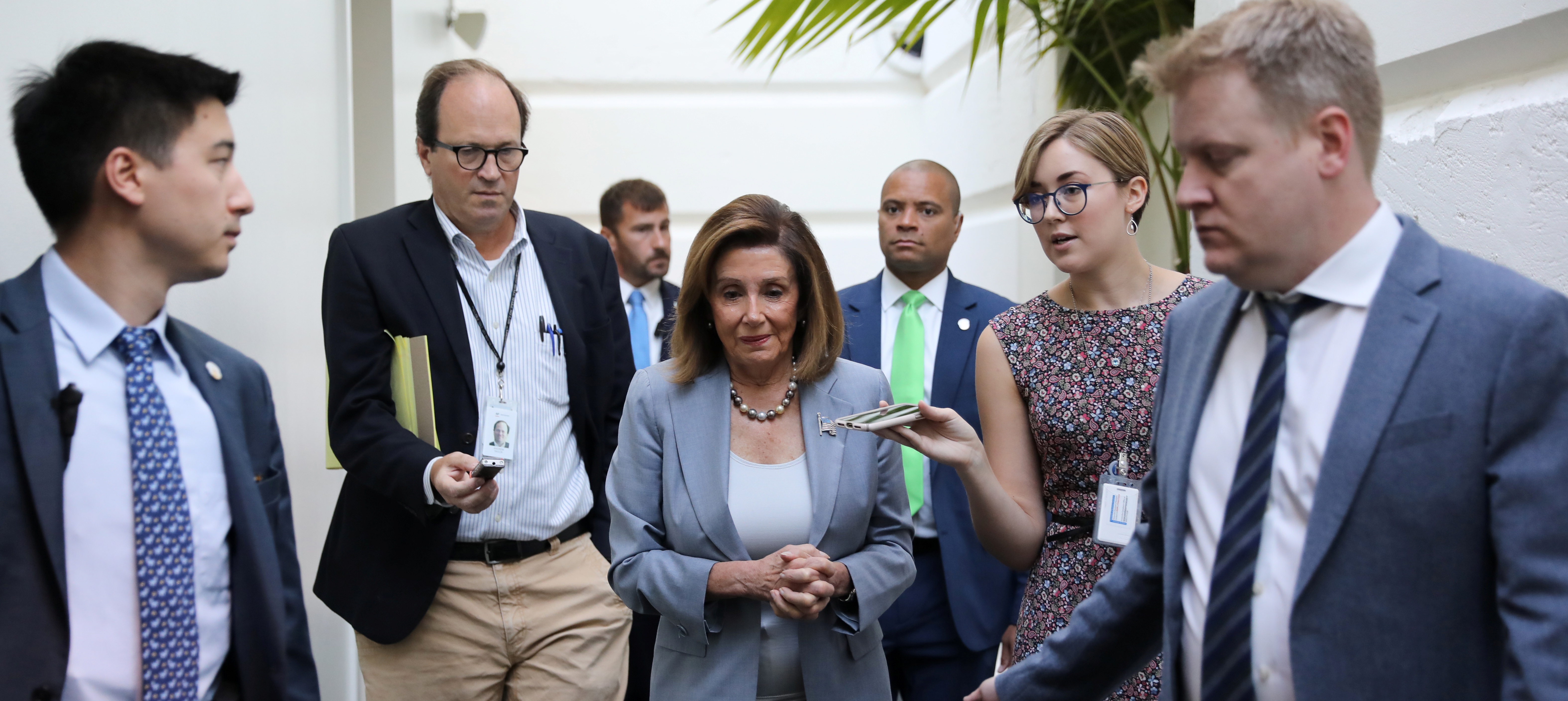 U.S. House Speaker Nancy Pelosi (D-CA) arrives for a House Democratic caucus meeting at the U.S. Capitol in Washington, U.S. September 18, 2019. REUTERS/Jonathan Ernst