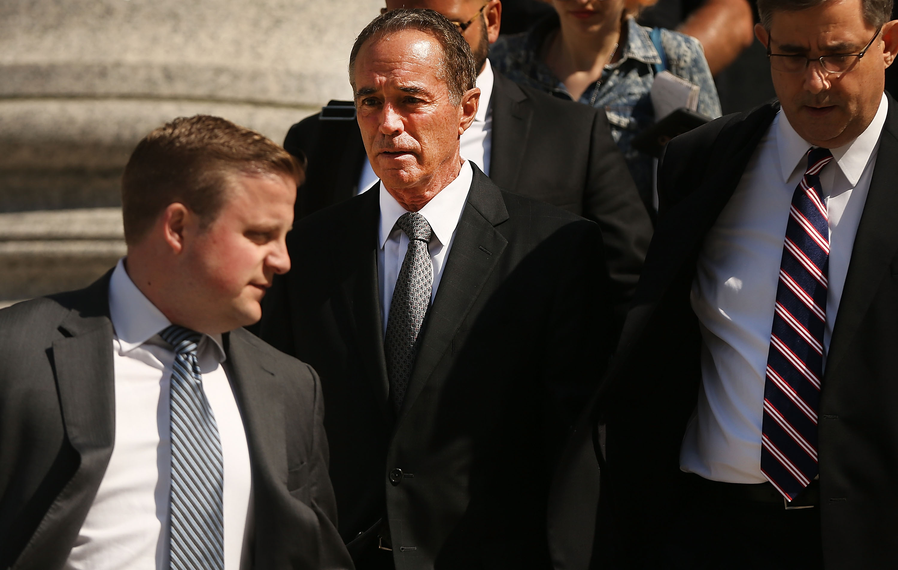 NEW YORK, NY - AUGUST 08: Rep. Chris Collins (R-NY) walks out of a New York court house after being charged with insider trading on August 8, 2018 in New York City. (Spencer Platt/Getty Images)