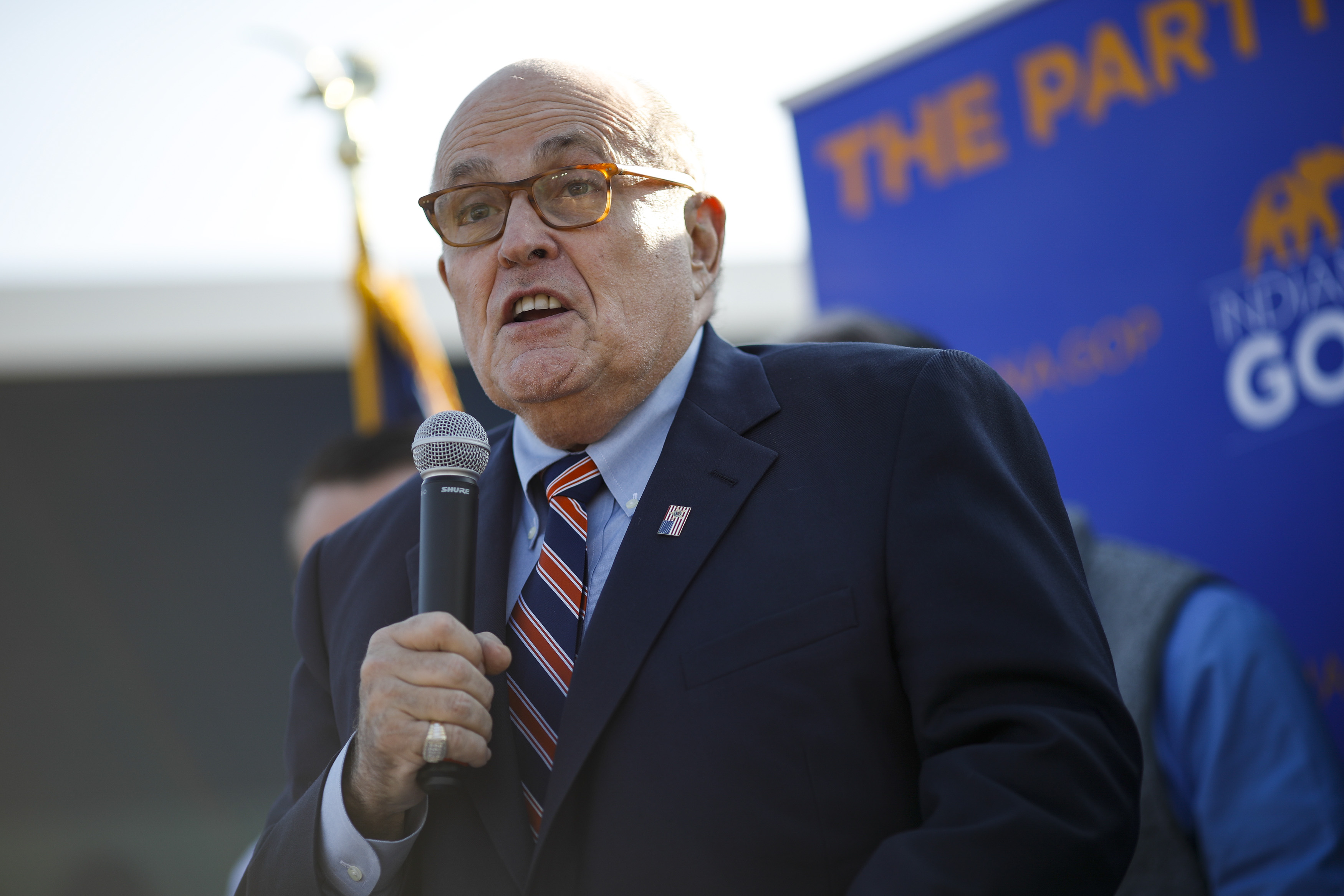 RANKLIN TOWNSHIP, IN - NOVEMBER 03: Former New York City Mayor Rudy Giuliani arrives to campaign for Republican Senate hopeful Mike Braun on November 3, 2018 in Franklin Township, Indiana. Braun is locked in a tight race with incumbent Democrat Sen. Joe Donnelly. (Photo by Aaron P. Bernstein/Getty Images)