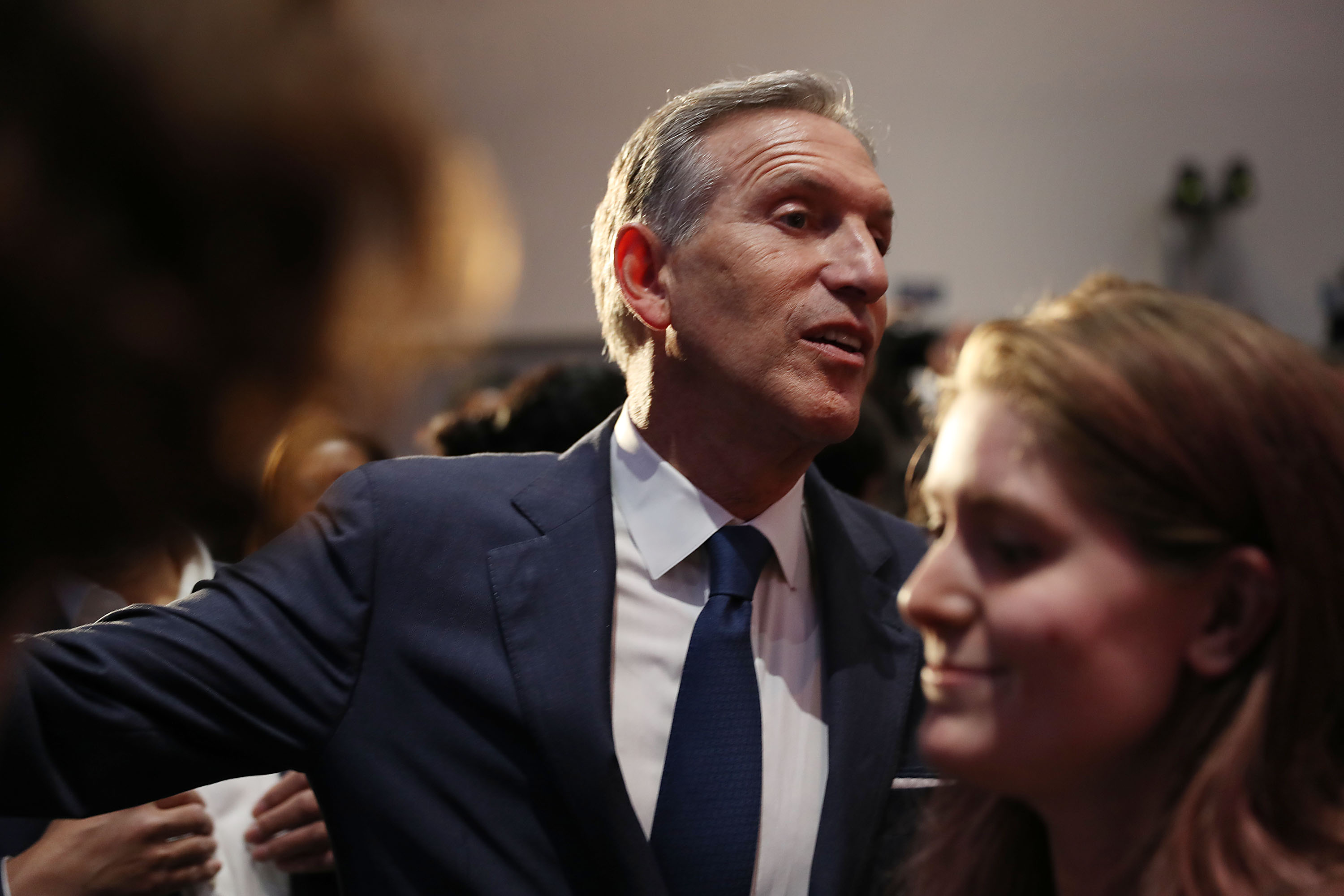 Former Starbucks CEO Howard Schultz greets people during a stop at Miami Dade College as he seeks a possible independent presidency run on March 13, 2019 in Miami, Florida. (Joe Raedle/Getty Images)