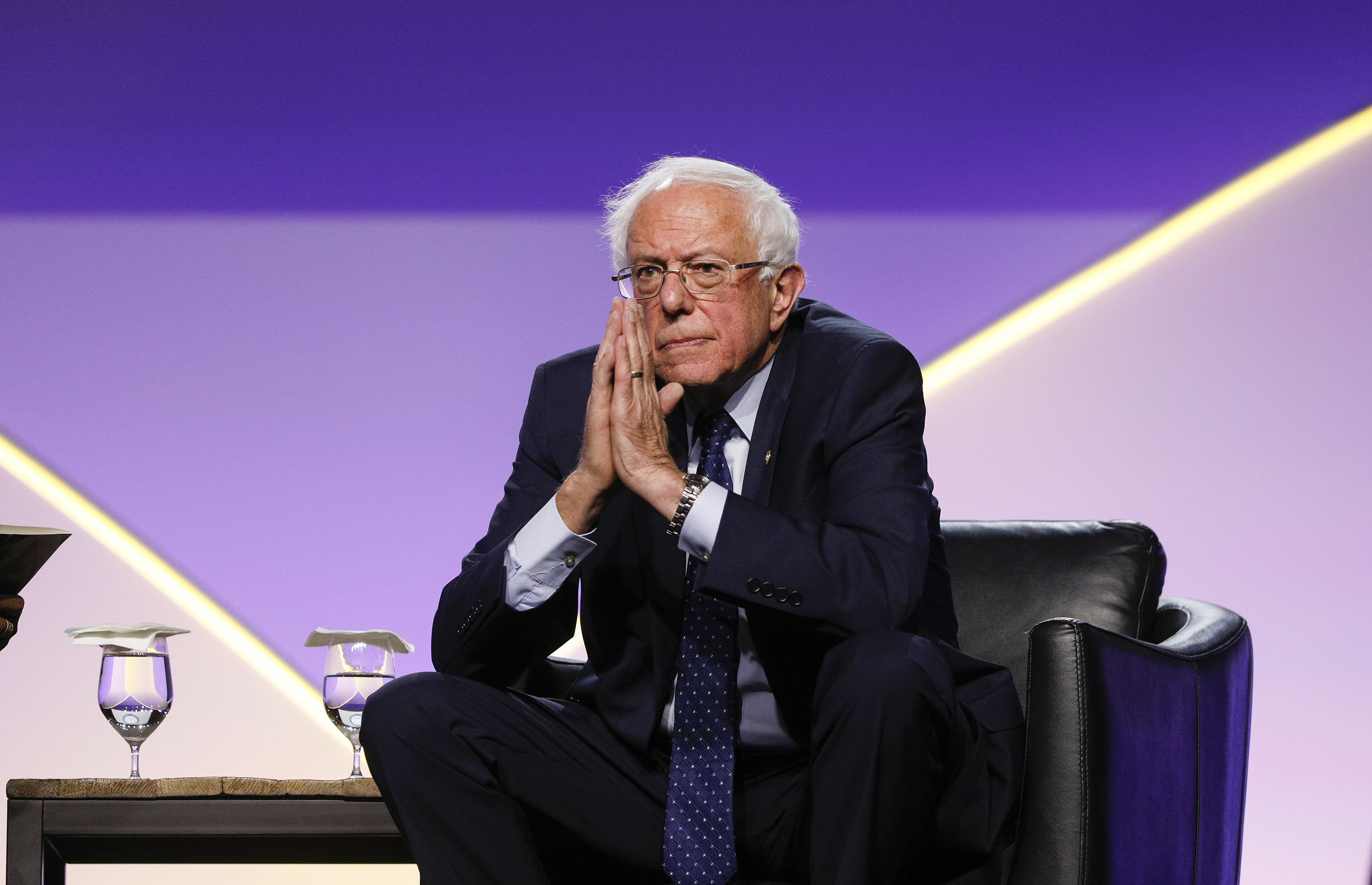 DETROIT, MI - JULY 24: Democratic presidential candidate U.S. Sen. Bernie Sanders (I-VT) participates in a Presidential Candidates Forum at the NAACP 110th National Convention on July 24, 2019 in Detroit, Michigan. The theme of this year's Convention is, When We Fight, We Win. (Photo by Bill Pugliano/Getty Images)