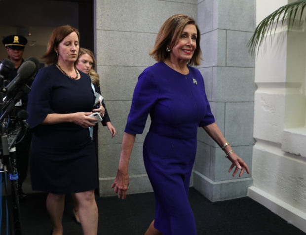 WASHINGTON, DC - SEPTEMBER 24: U.S. Speaker of the House Rep. Nancy Pelosi (D-CA) walks to a meeting with the House Democratic caucus to discuss launching possible impeachment proceedings against U.S. President Donald Trump on September 24, 2019 in Washington, DC. Speaker Pelosi said she will make an announcement on her decision after the meeting. (Photo by Mark Wilson/Getty Images)