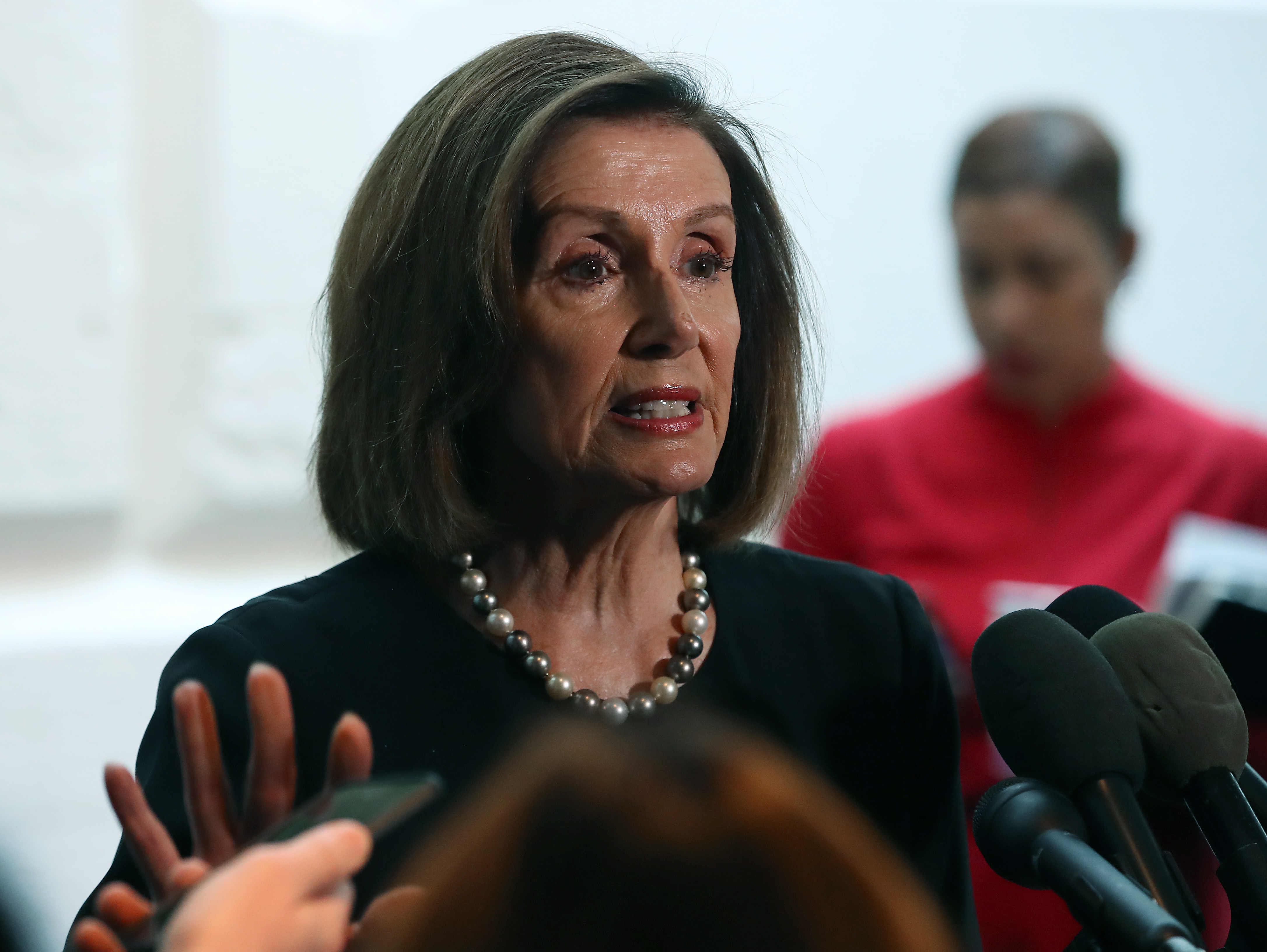 Speaker of the House Nancy Pelosi (D-CA) speaks to the media after a meeting with the House Democratic caucus one day after she announced that House Democrats will start an impeachment injury of U.S. President Donald Trump. (Mark Wilson/Getty Images)