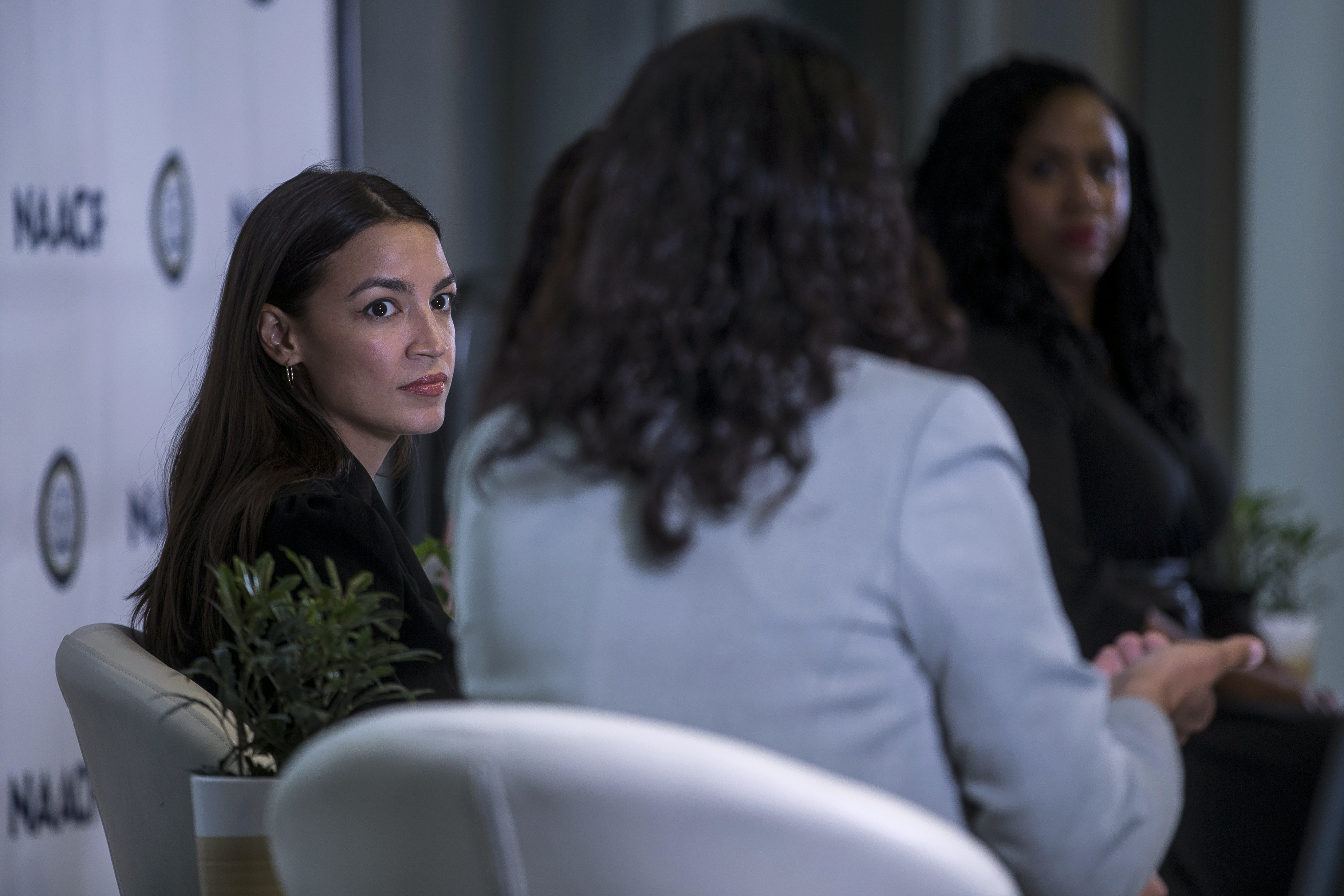 Rep. Alexandria Ocasio-Cortez (D-NY) at an NAACP town hall hosted on September 11, 2019. (Zach Gibson/Getty Images)