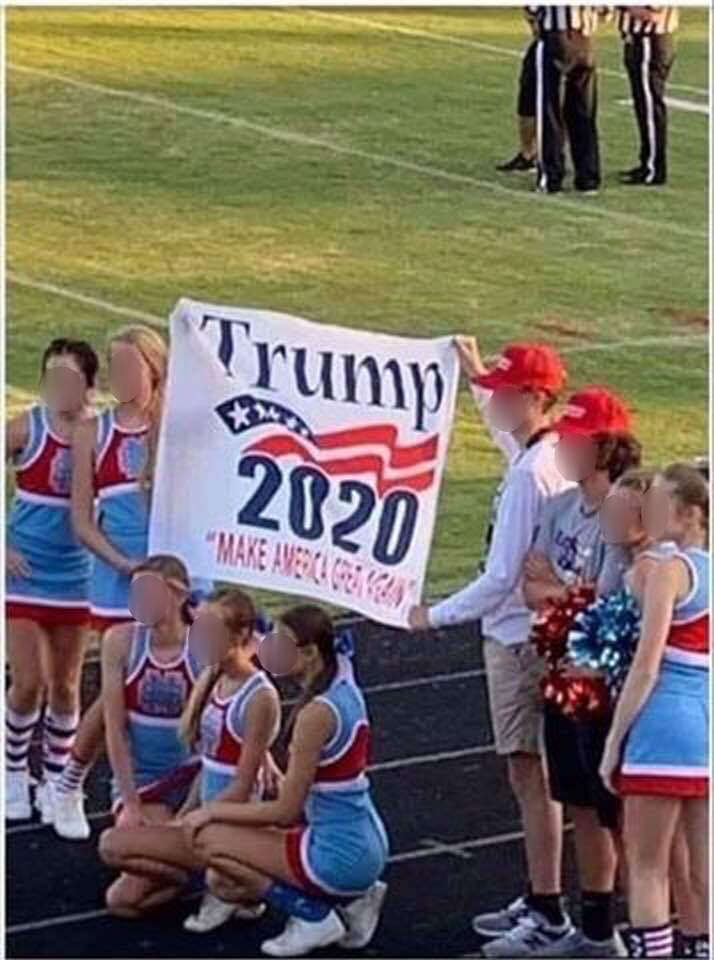 These nine pro-Trump students are not the entirety of North Stanly High School's cheer squad. (Facebook/Jay Thaxton, Jeremy Onitreb)