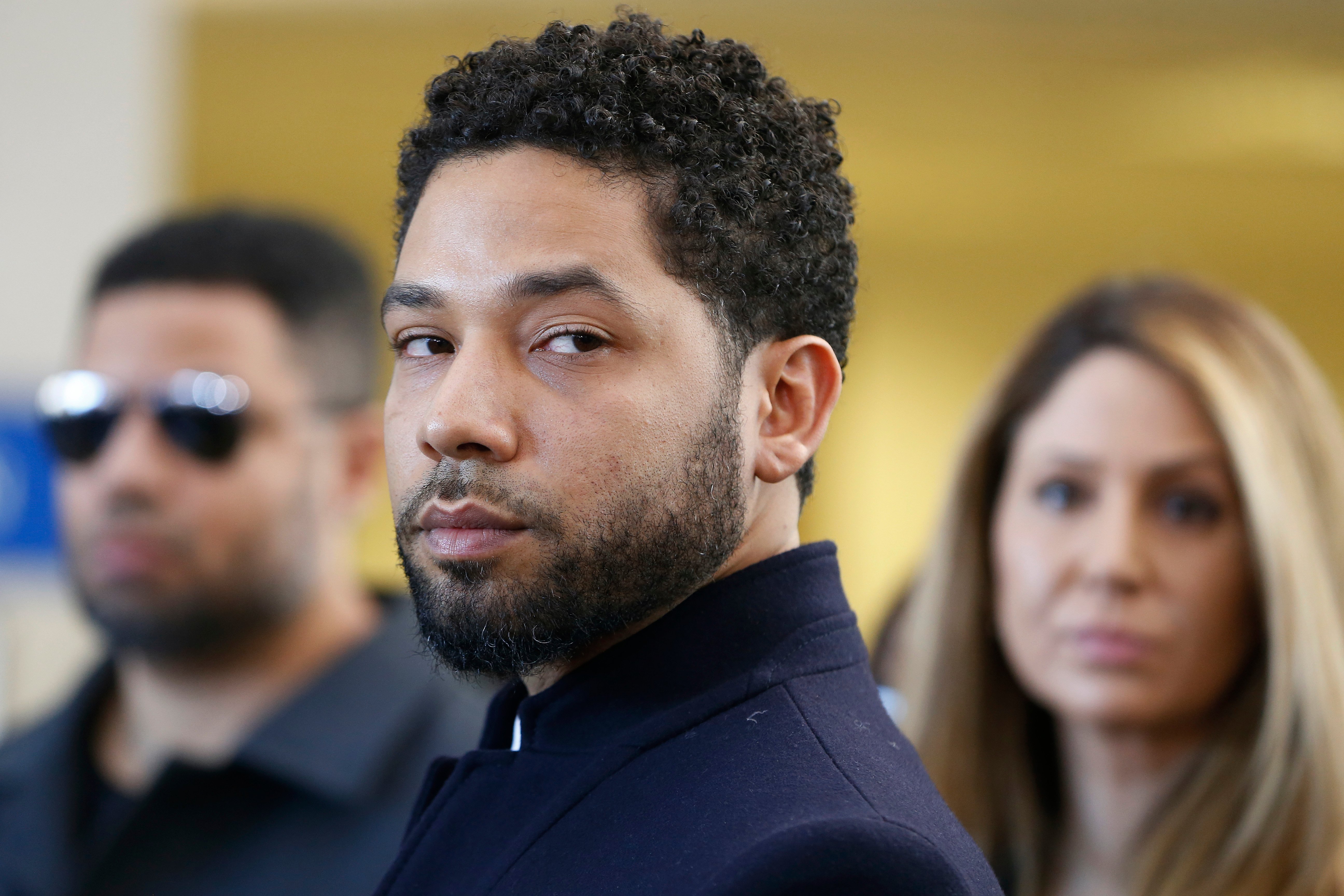 CHICAGO, ILLINOIS - MARCH 26: Actor Jussie Smollett after his court appearance at Leighton Courthouse on March 26, 2019 in Chicago, Illinois. This morning in court it was announced that all charges were dropped against the actor. (Photo by Nuccio DiNuzzo/Getty Images)