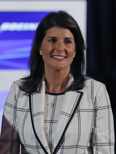 CHICAGO, ILLINOIS - APRIL 29: Former U.S. Ambassador to the United Nations Nikki Haley is introduced at the Boeing annual shareholders meeting at the Field Museum on April 29, 2019 in Chicago, Illinois. Boeing announced earnings fell 21 percent in the first quarter after multiple crashes of the company's bestselling plane the 737 Max. (Photo by Jim Young-Pool/Getty Images)