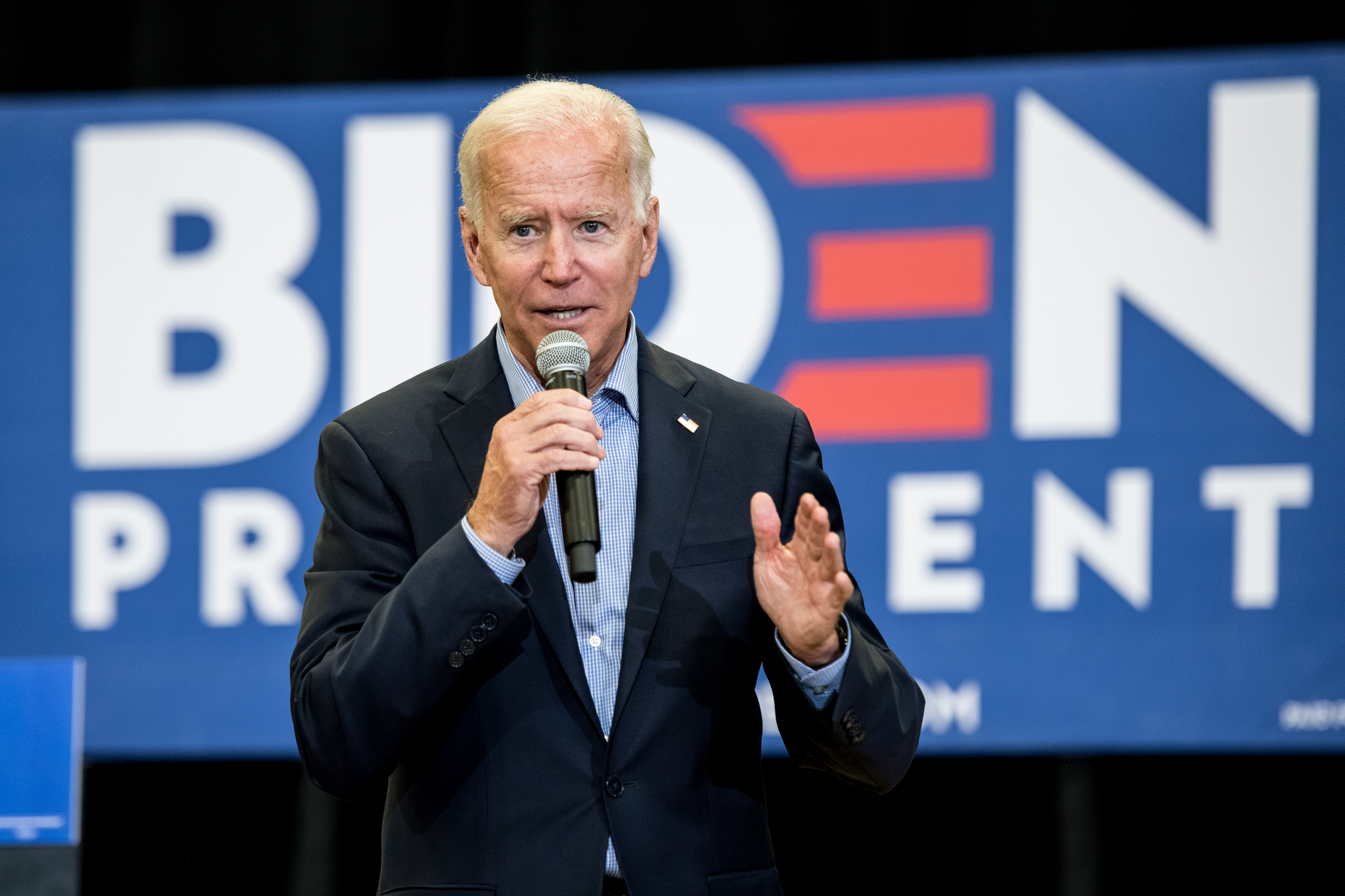 ROCK HILL, SC - AUGUST 29: Democratic presidential candidate and former US Vice President Joe Biden addresses a crowd at a town hall event at Clinton College on August 29, 2019 in Rock Hill, South Carolina. Biden spent Wednesday and Thursday campaigning in the early primary state. (Photo by Sean Rayford/Getty Images)