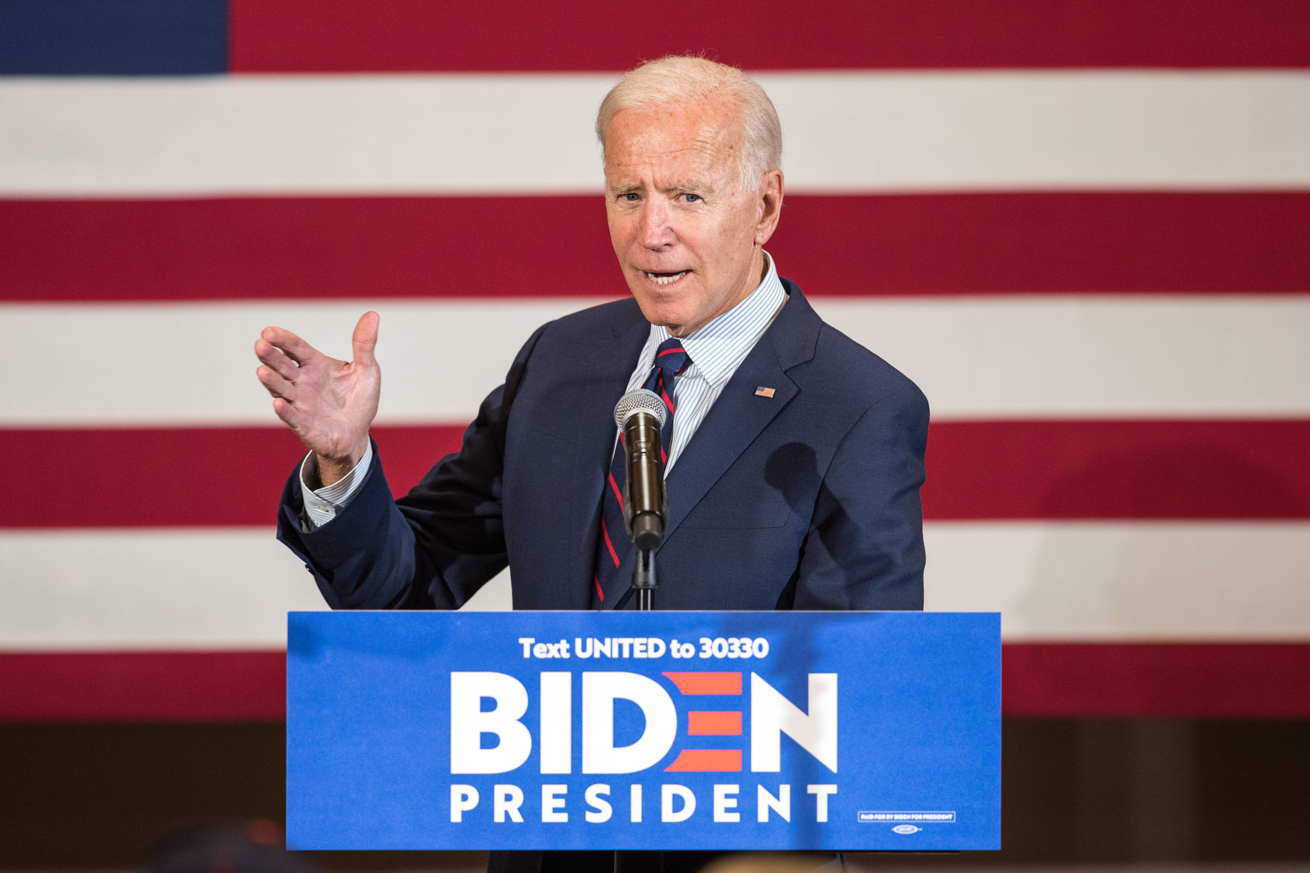 MANCHESTER, NH - OCTOBER 09: Democratic presidential candidate, former Vice President Joe Biden speaks during a campaign event on October 9, 2019 in Manchester, New Hampshire. For the first time, Biden has publicly called for President Trump to be impeached. (Photo by Scott Eisen/Getty Images)