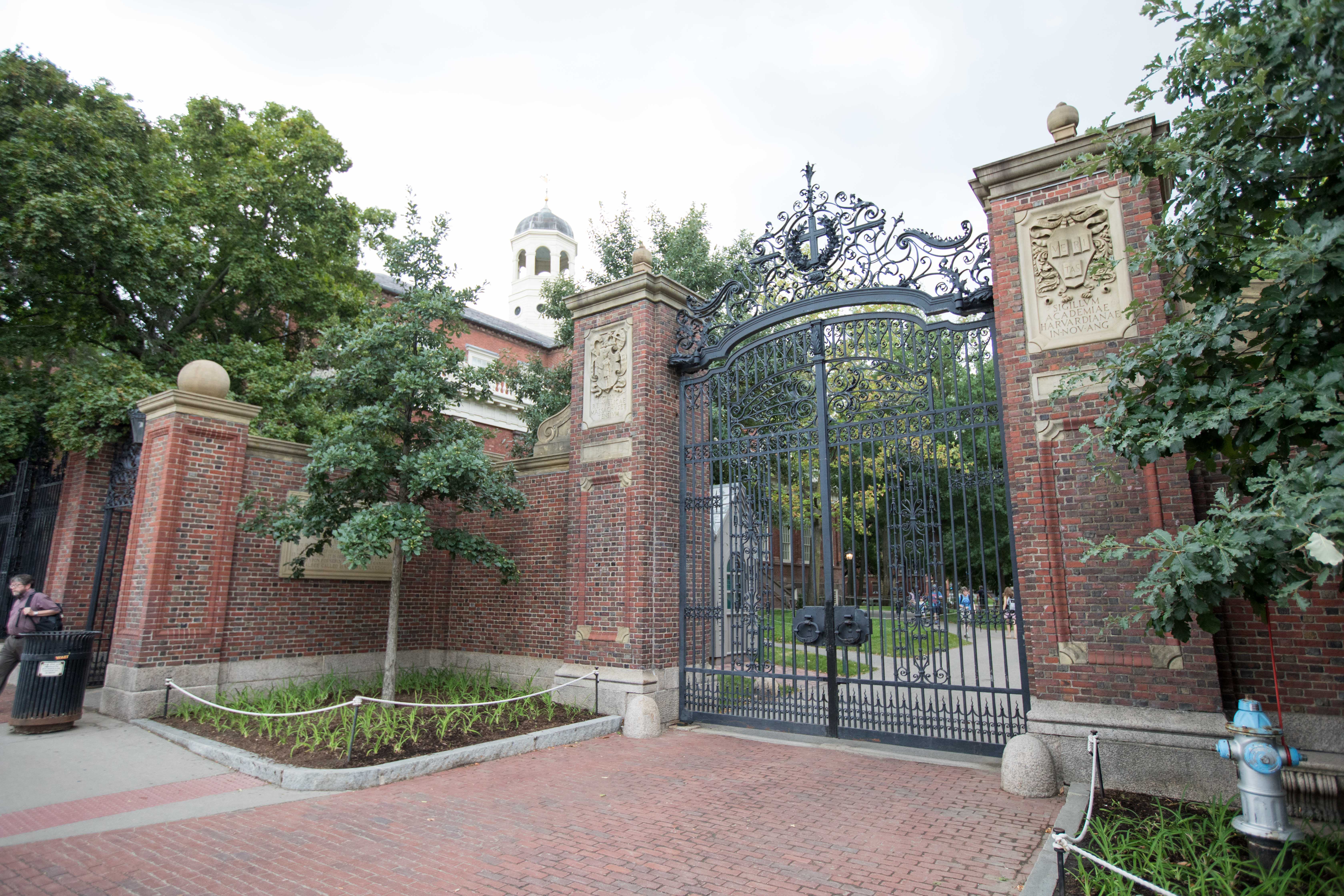 A gate in front of Harvard Yard as seen on August 30, 2018. (Scott Eisen/Getty Images)