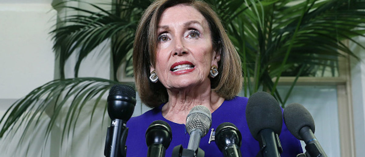 WASHINGTON, DC - SEPTEMBER 24: Speaker of the House Nancy Pelosi (D-CA) speaks to the media after a meeting with the House Democratic caucus after she announced that House Democrats will start an impeachment injury of U.S. President Donald Trump, on September 24, 2019 in Washington, DC. Pelosi announced a formal impeachment inquiry today after allegations that President Donald Trump sought to pressure the president of Ukraine to investigate leading Democratic presidential contender, former Vice President Joe Biden and his son, which was the subject of a reported whistle-blower complaint that the Trump administration has withheld from Congress. (Photo by Mark Wilson/Getty Images)