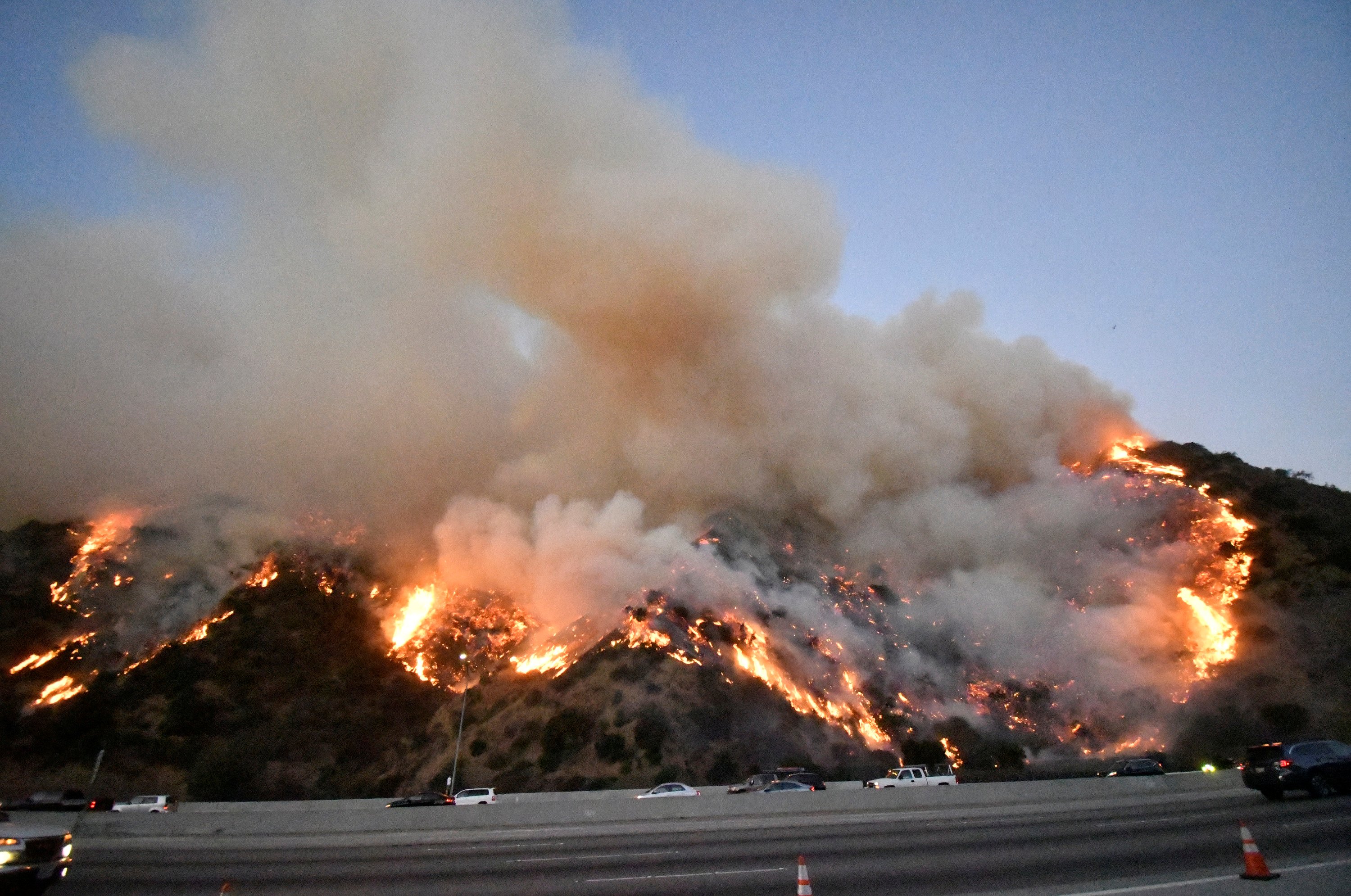 The Getty Fire burns near the Getty Center along the 405 freeway north of Los Angeles, California, U.S. October 28, 2019. REUTERS/ Gene Blevins