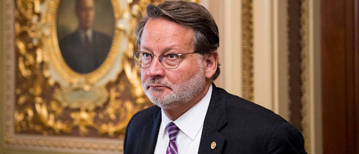 UNITED STATES - SEPTEMBER 10: Sen. Gary Peters, D-Mich., leaves the Senate Democrats policy lunch in the Capitol on Tuesday, Sept. 10, 2019. (Photo By Bill Clark/CQ-Roll Call, Inc via Getty Images)