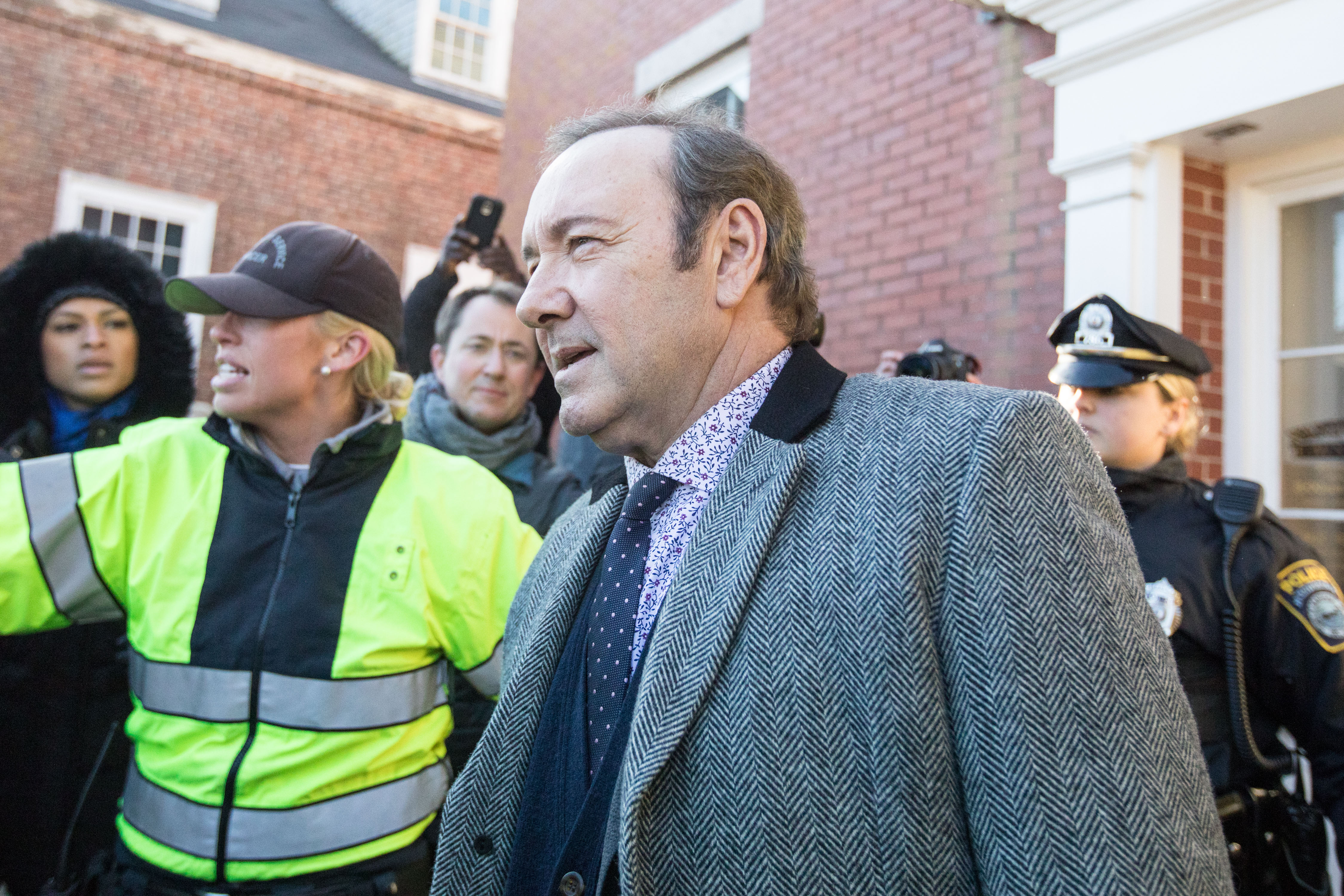 Actor Kevin Spacey leaves Nantucket District Court after being arraigned on sexual assault charges on January 7, 2019 in Nantucket, Massachusetts. (Photo by Scott Eisen/Getty Images)